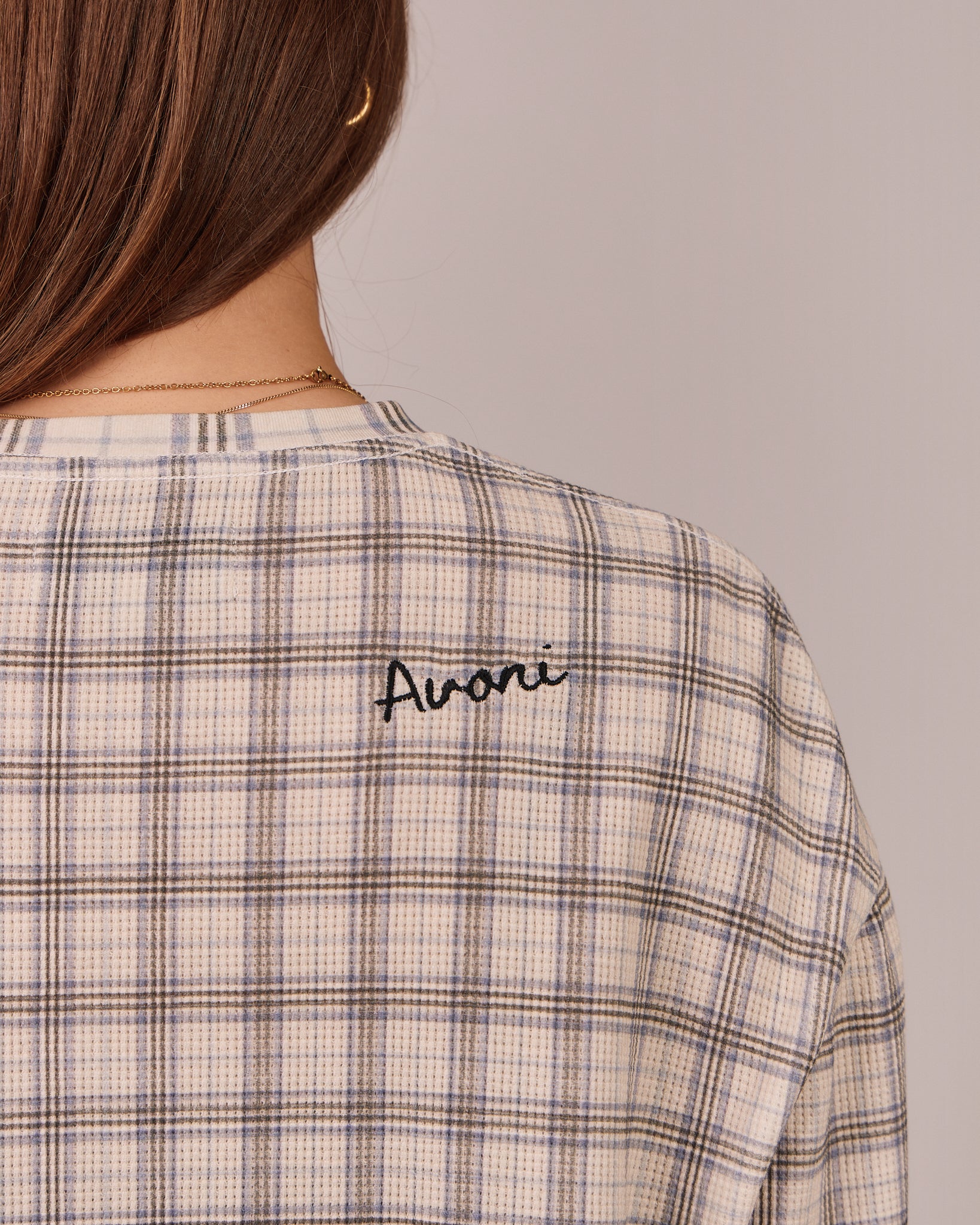 Classic LS Waffle Tee - Blue Check