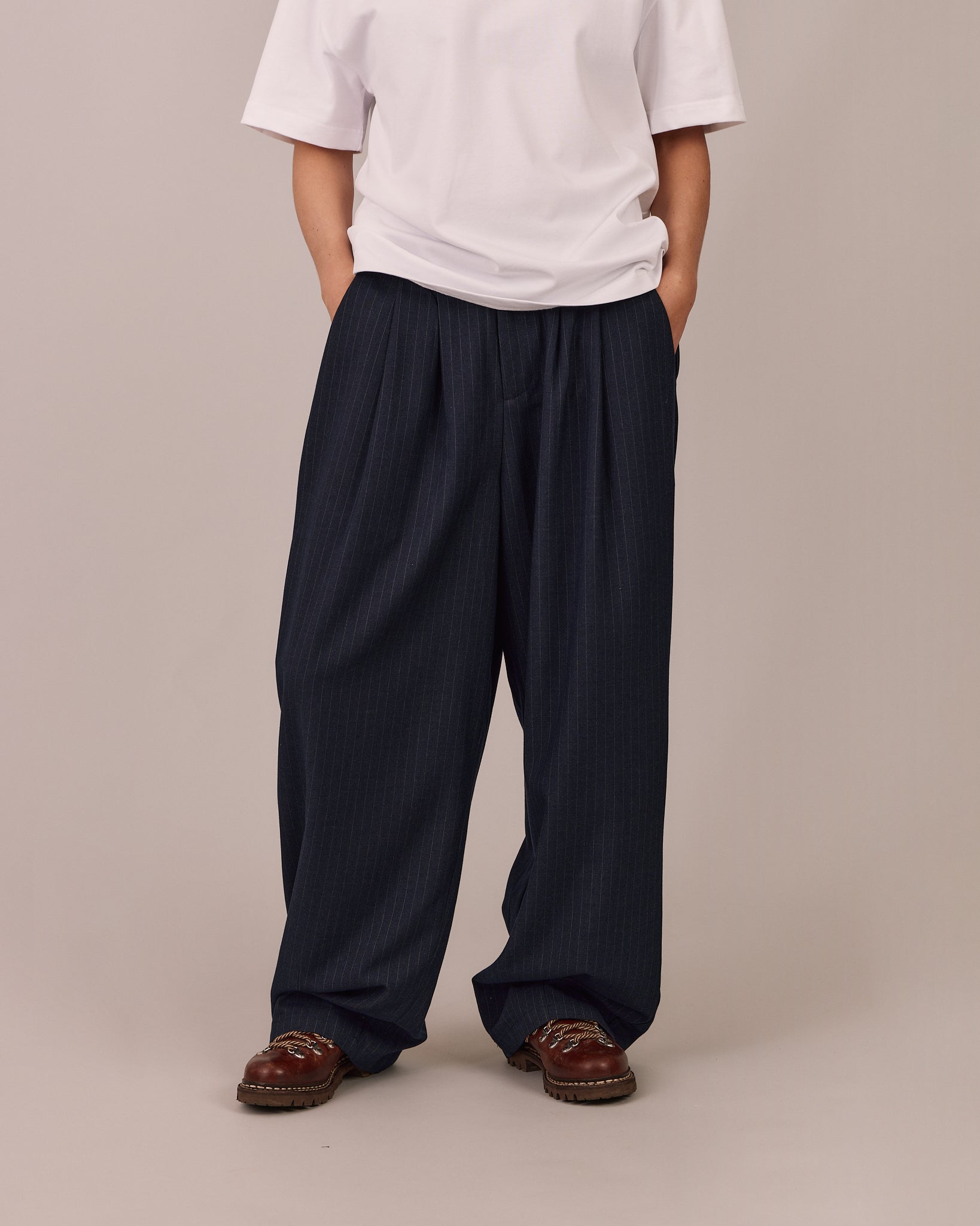 Relaxed Suit Pants - Navy Stripe – Avoni Projects