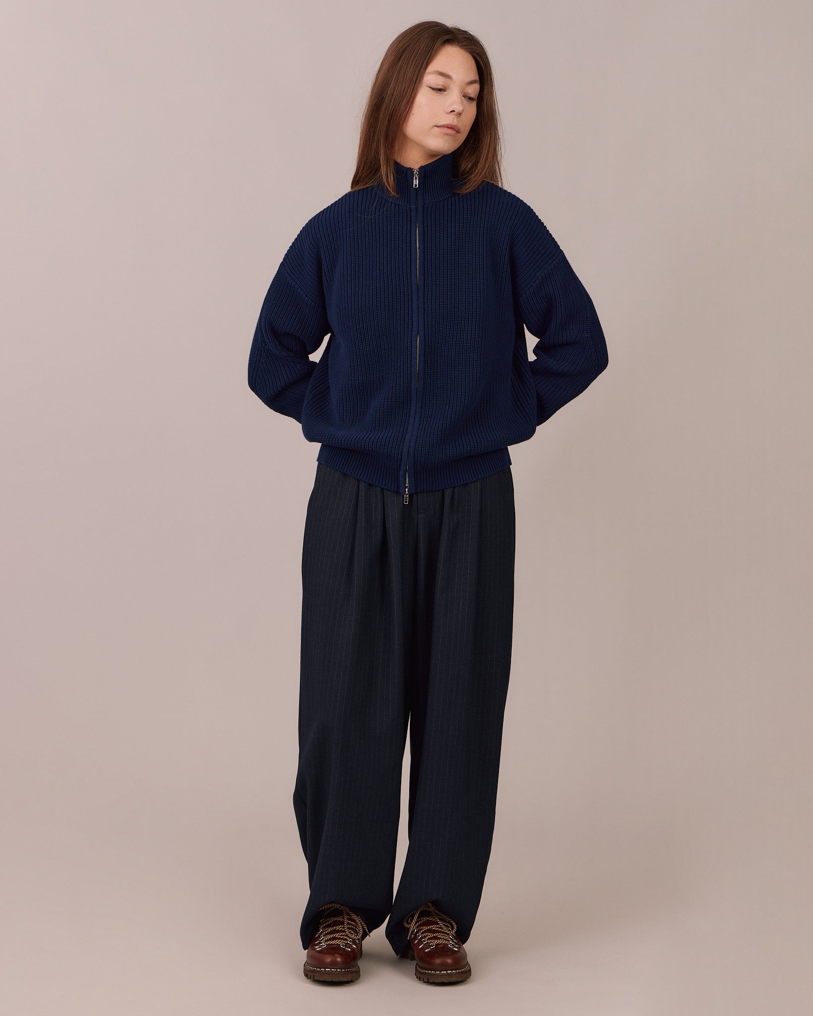Relaxed Suit Pants - Navy Stripe