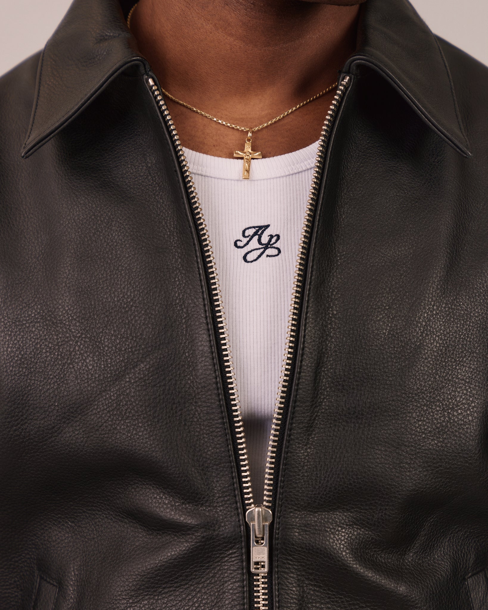 Pebbled Leather Jacket - Black