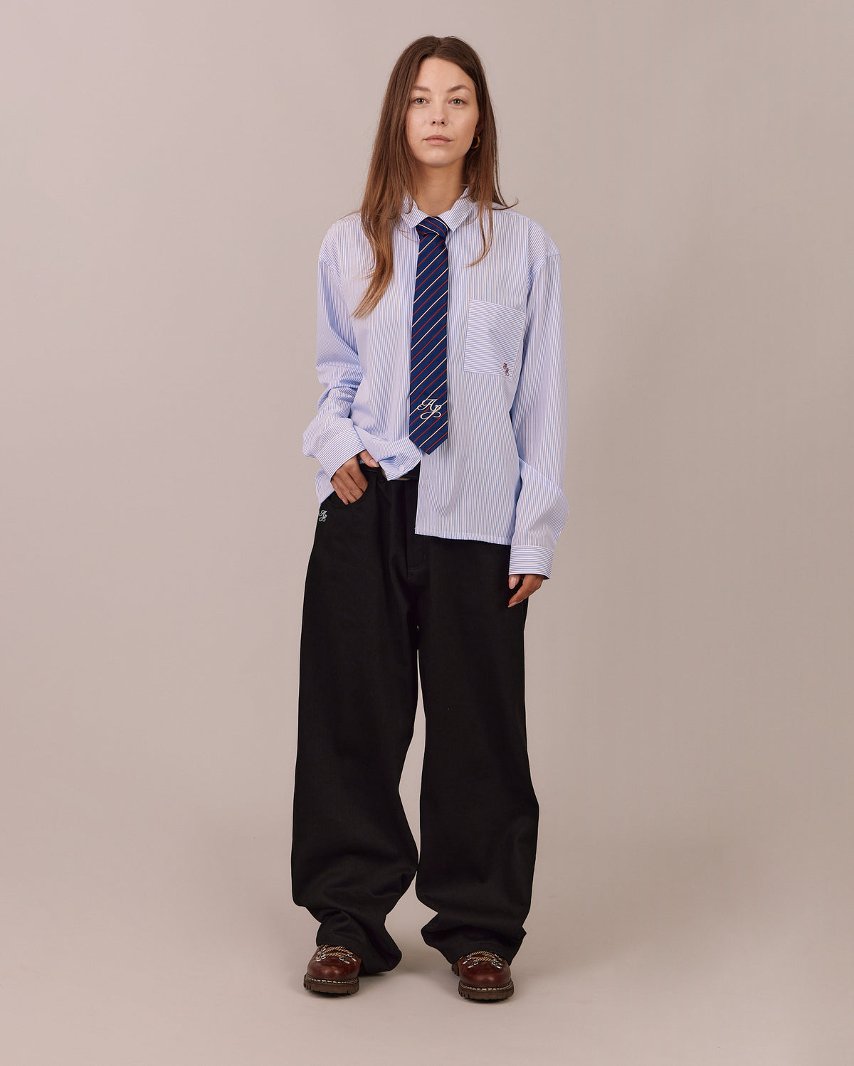 LS Striped Essential Shirt - Blue/White