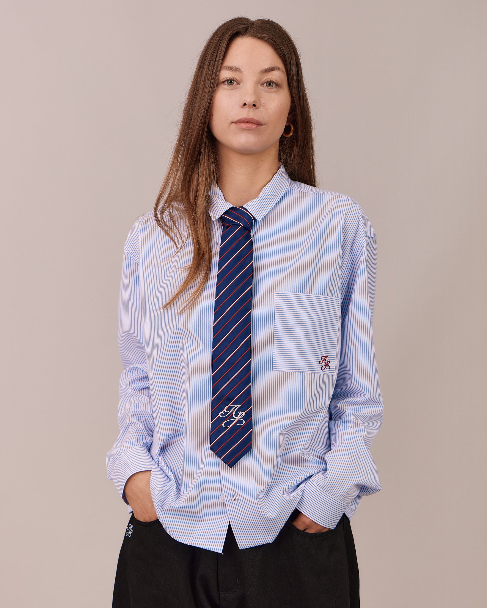 LS Striped Essential Shirt - Blue/White