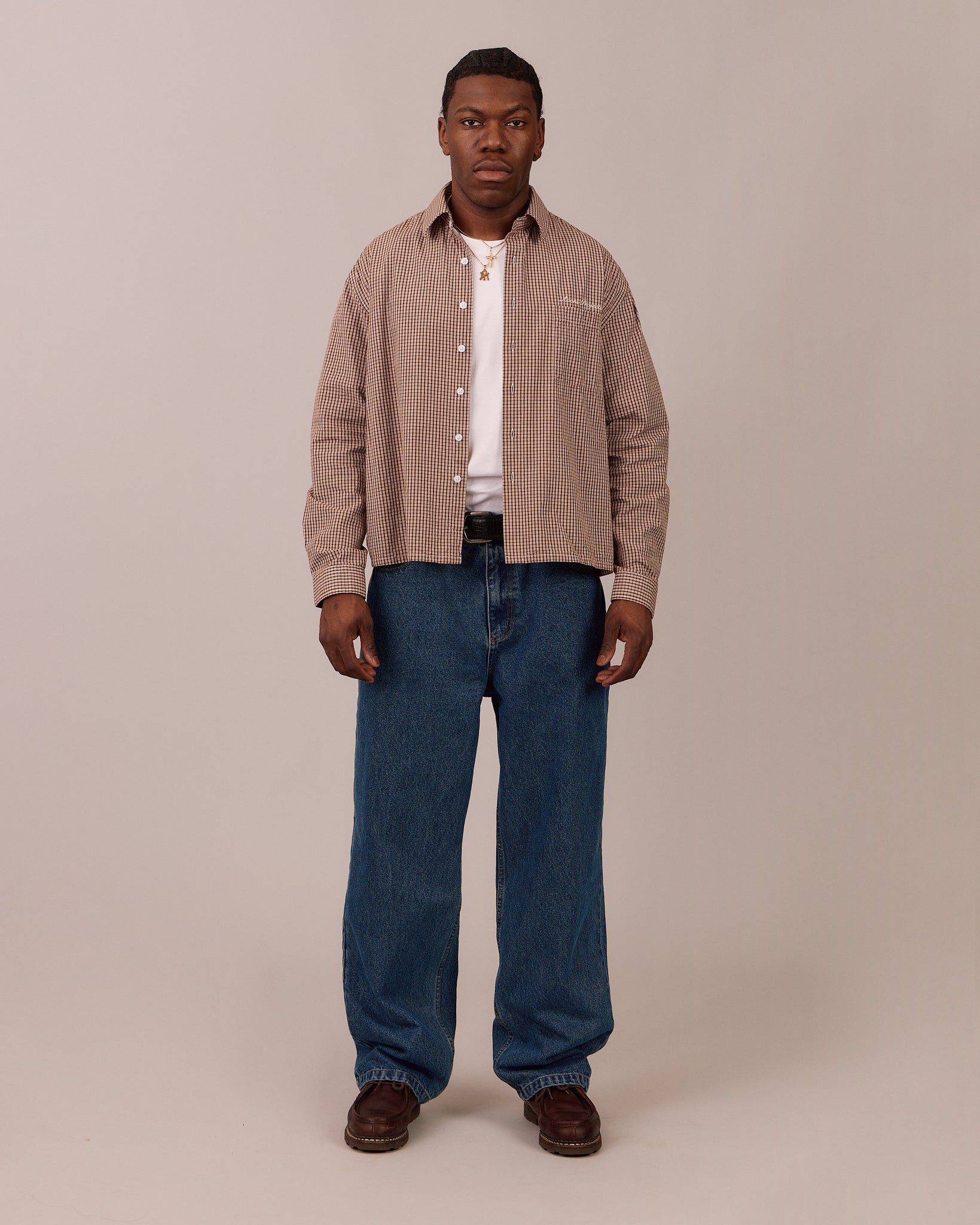 LS Checkered Shirt - Warm Brown