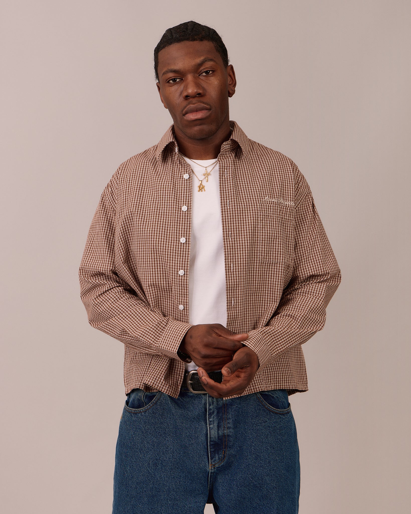 LS Checkered Shirt - Warm Brown