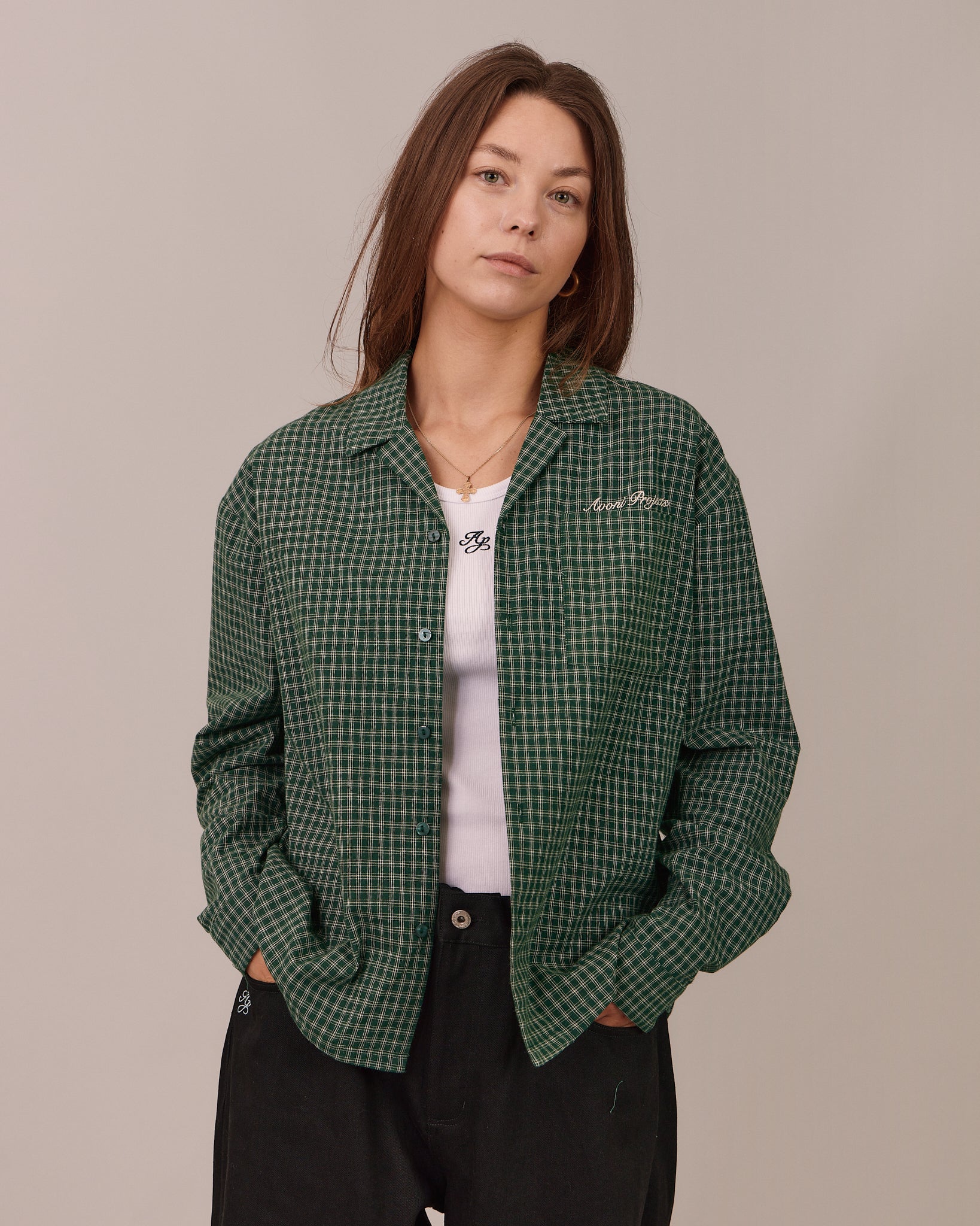 LS Checkered Shirt - Dark Green