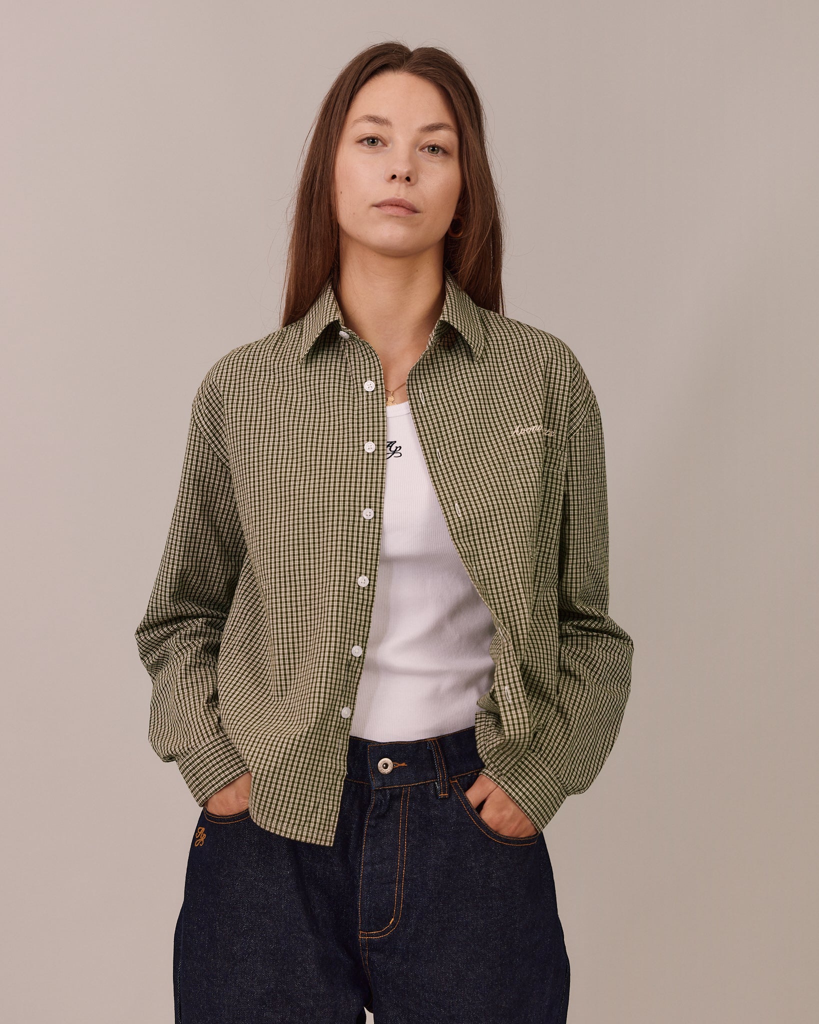 LS Checkered Shirt - Moss Green