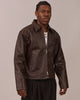 Pebbled Leather Jacket - Brown