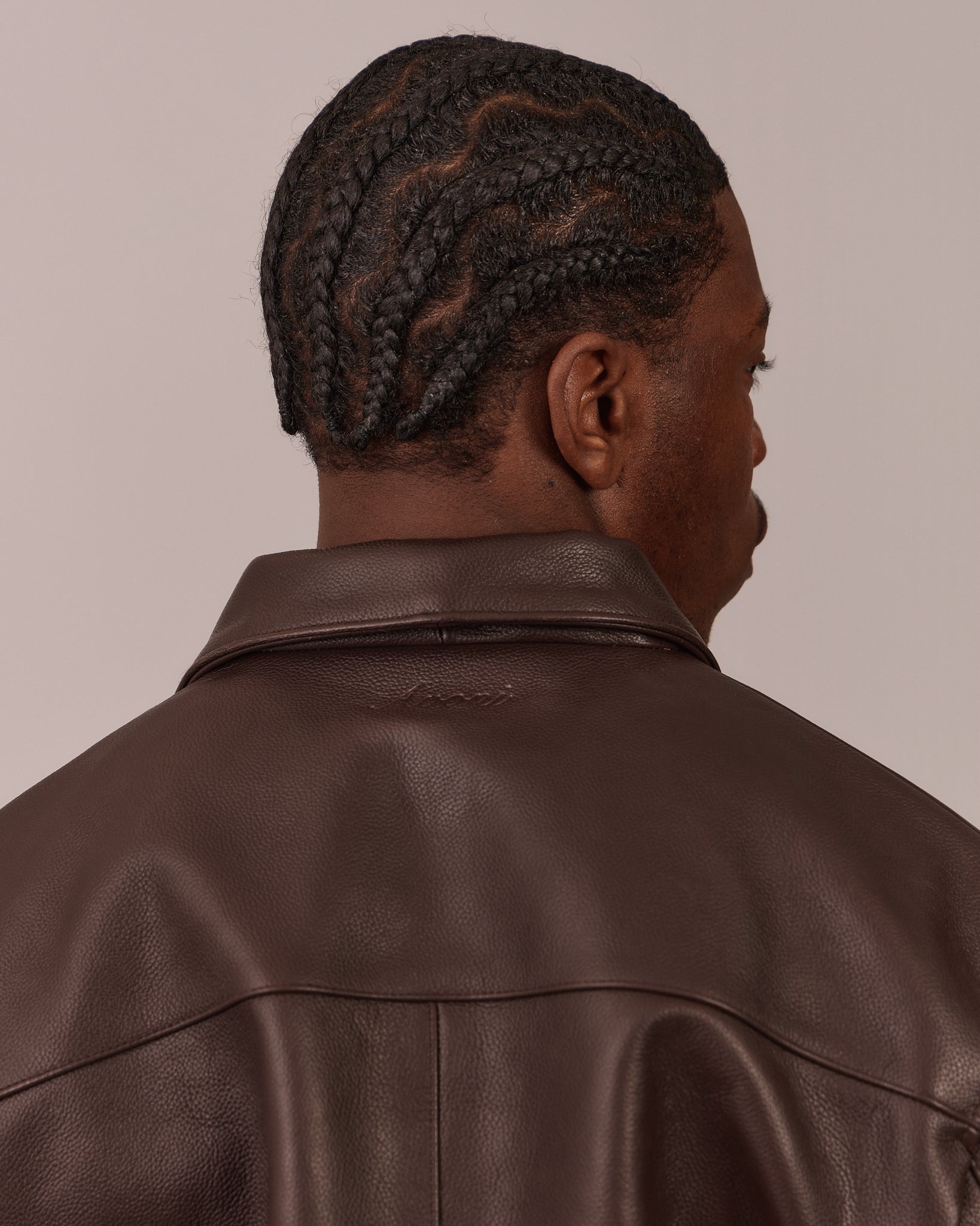 Pebbled Leather Jacket - Brown