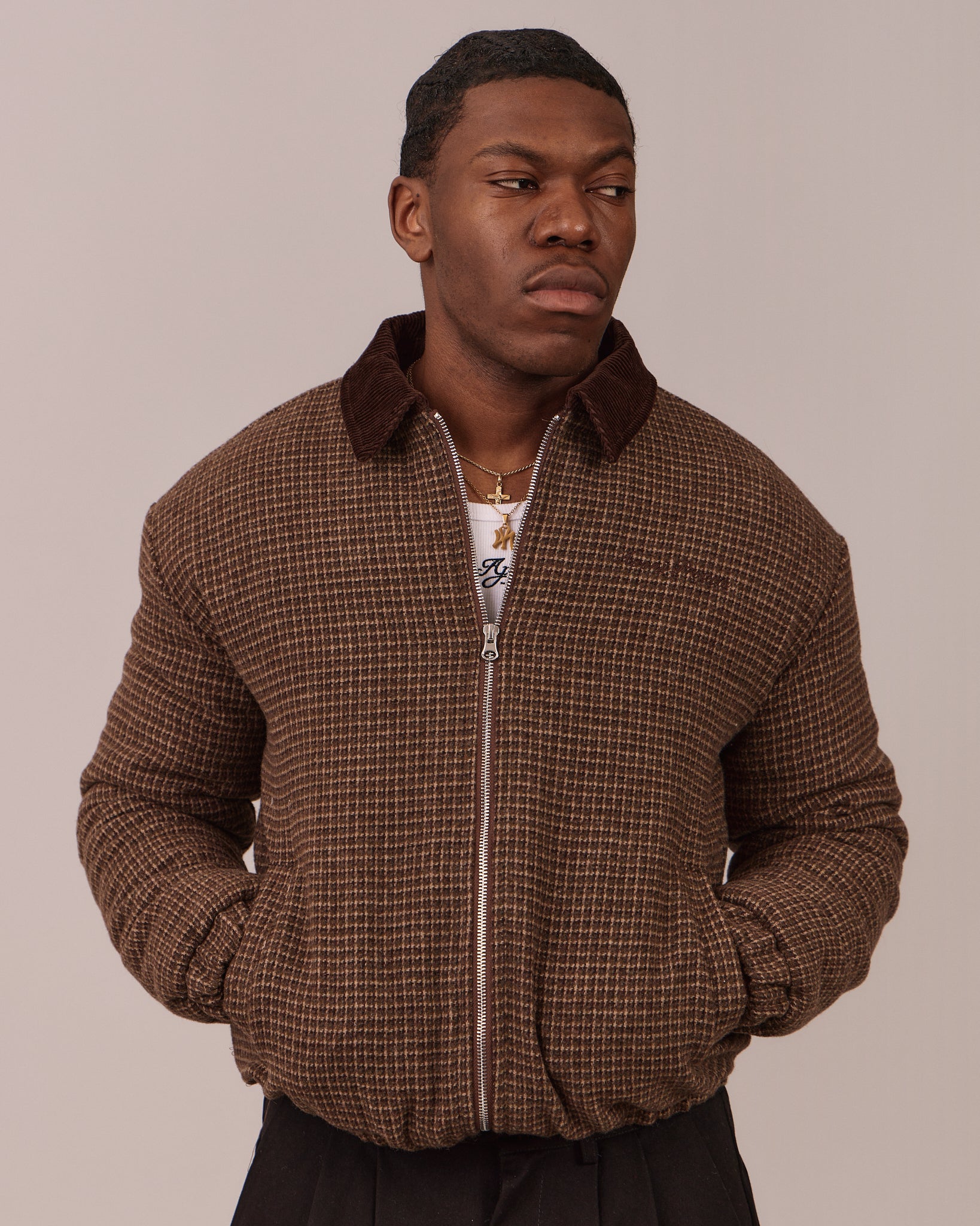 Wool Bomber Jacket  - Check
