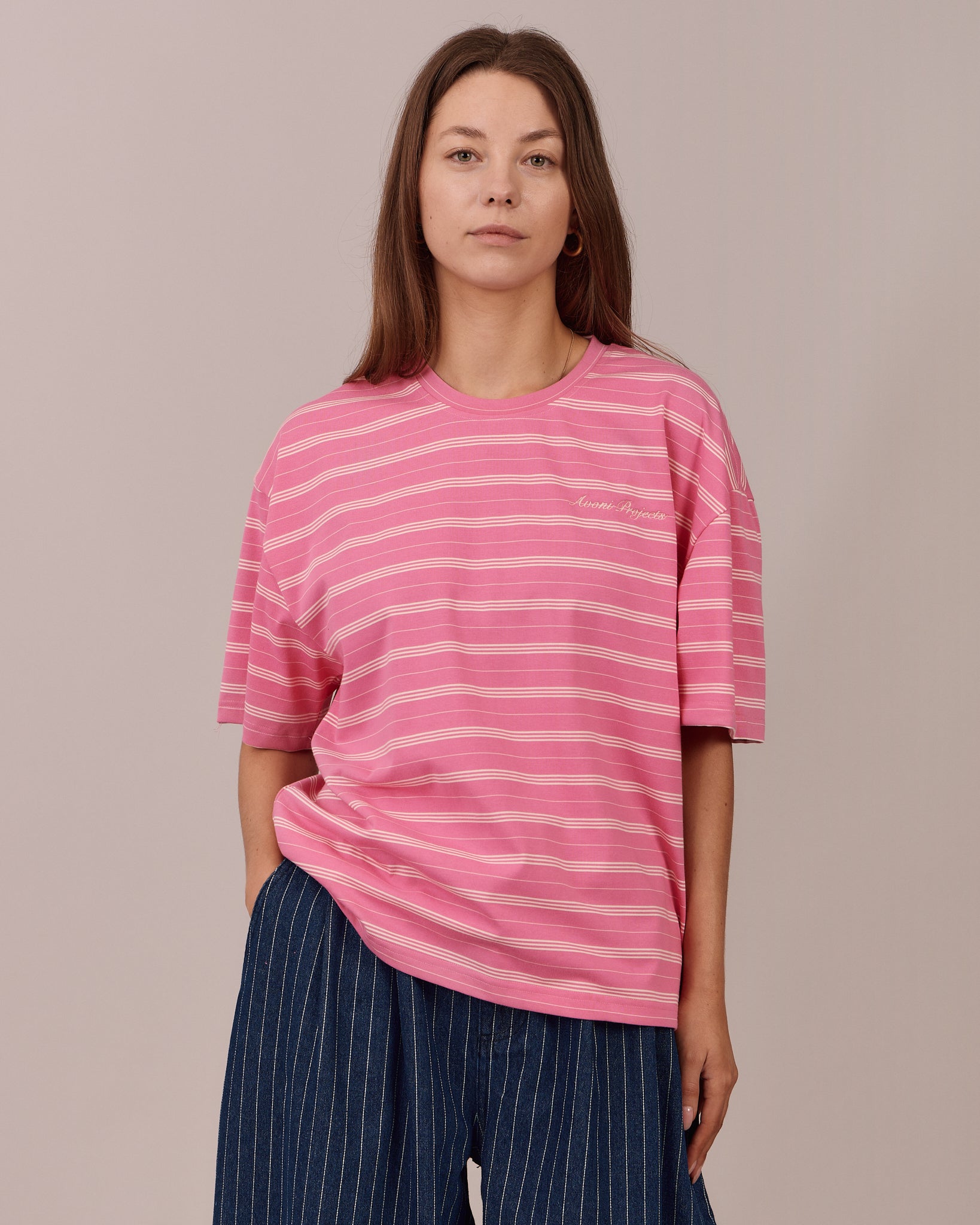 Boxy SS Tee - Pink Stripe