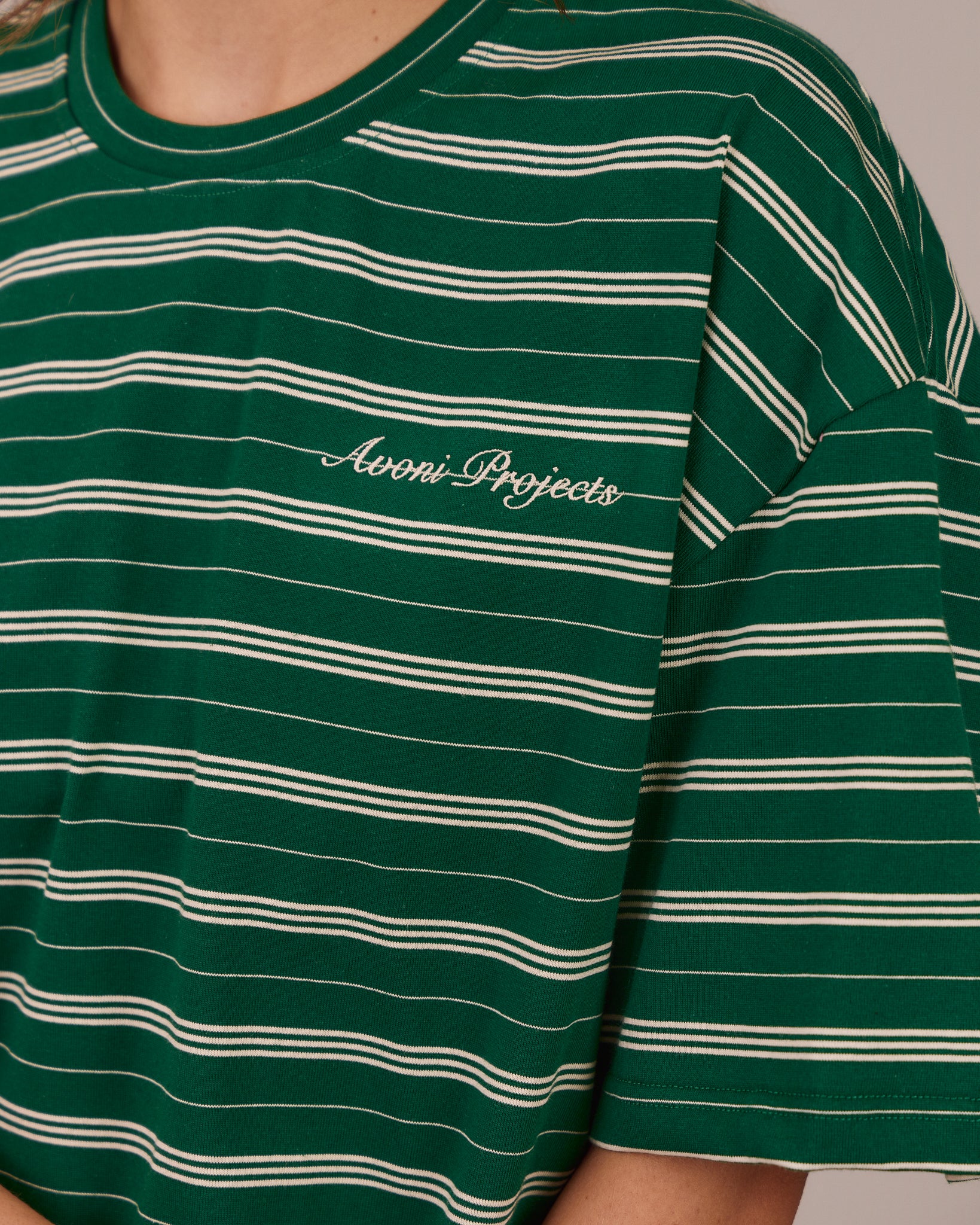 Boxy SS Tee - Green Stripe