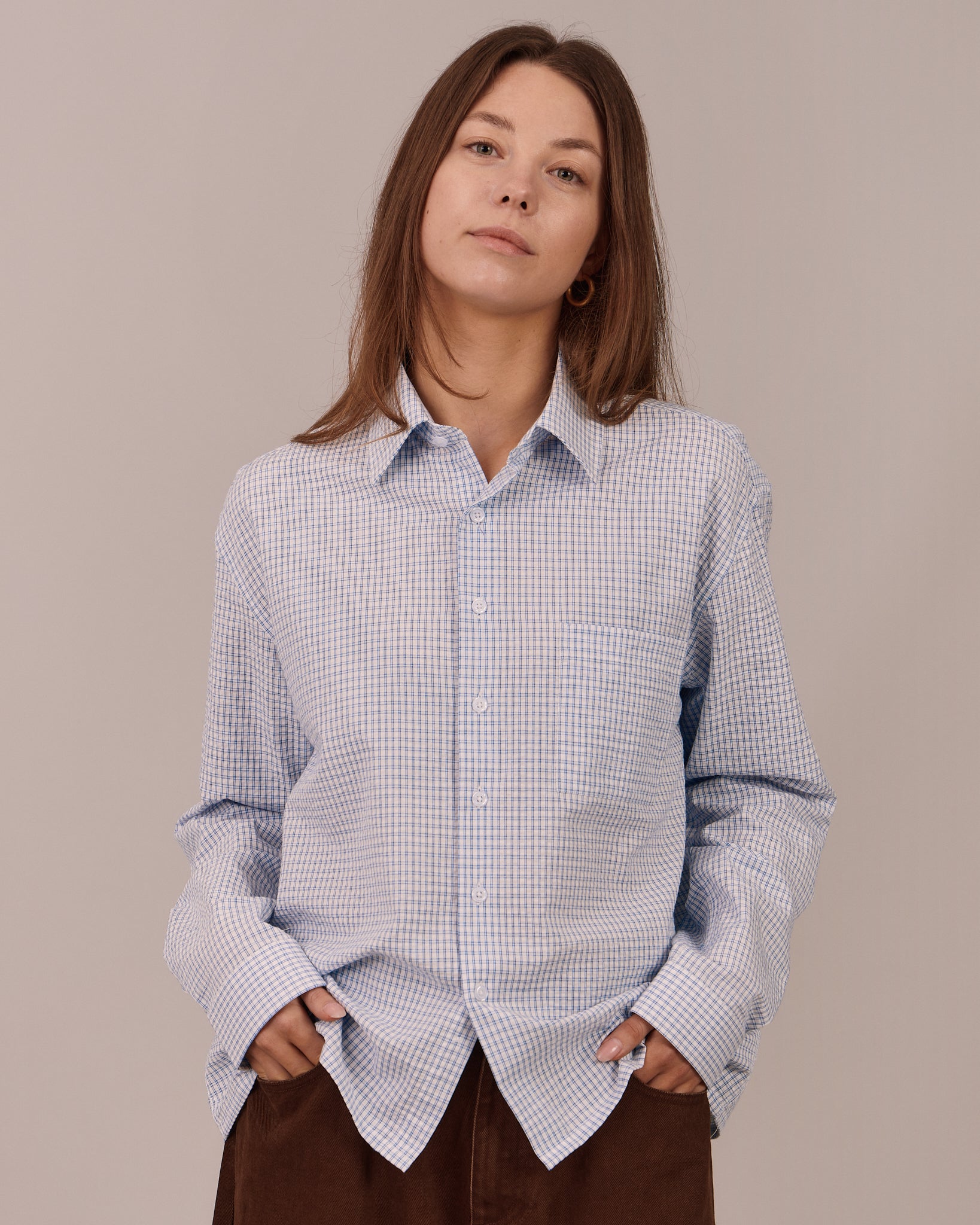 LS Checkered Shirt - Blue/White