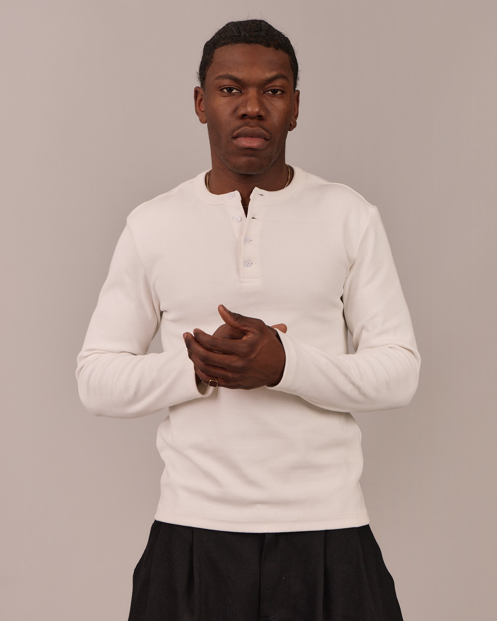 LS Henley Shirt - White