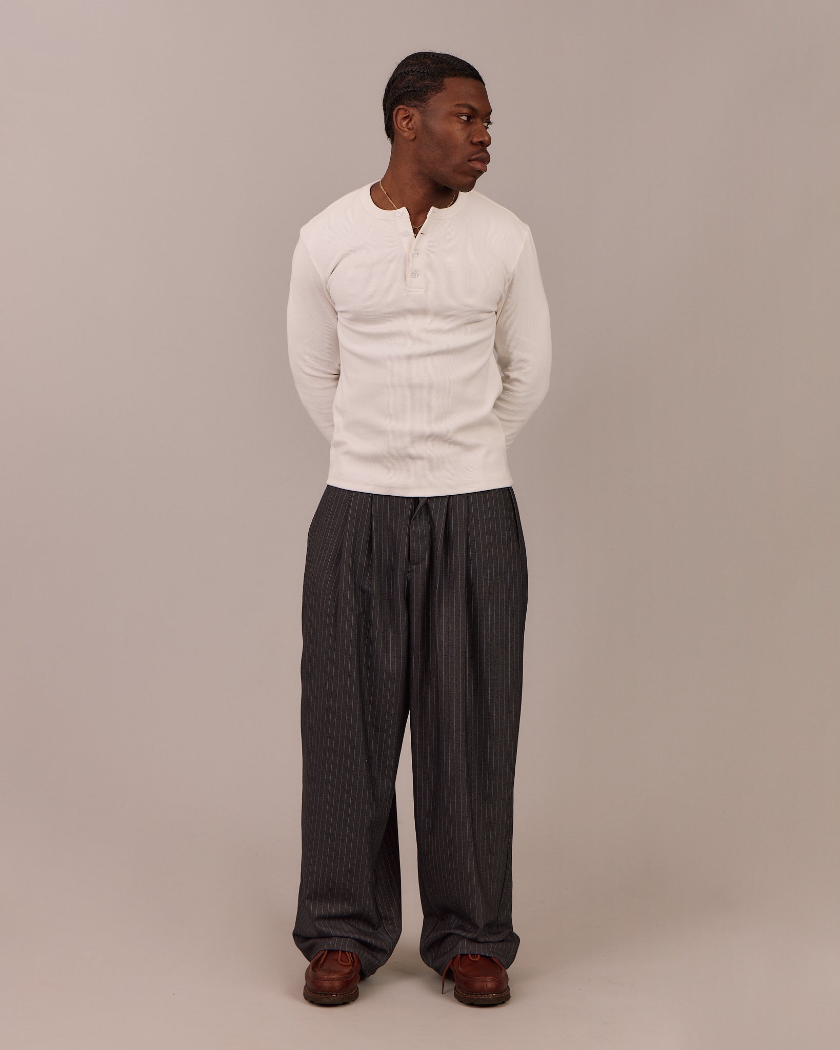 Relaxed Suit Pants - Grey Stripe