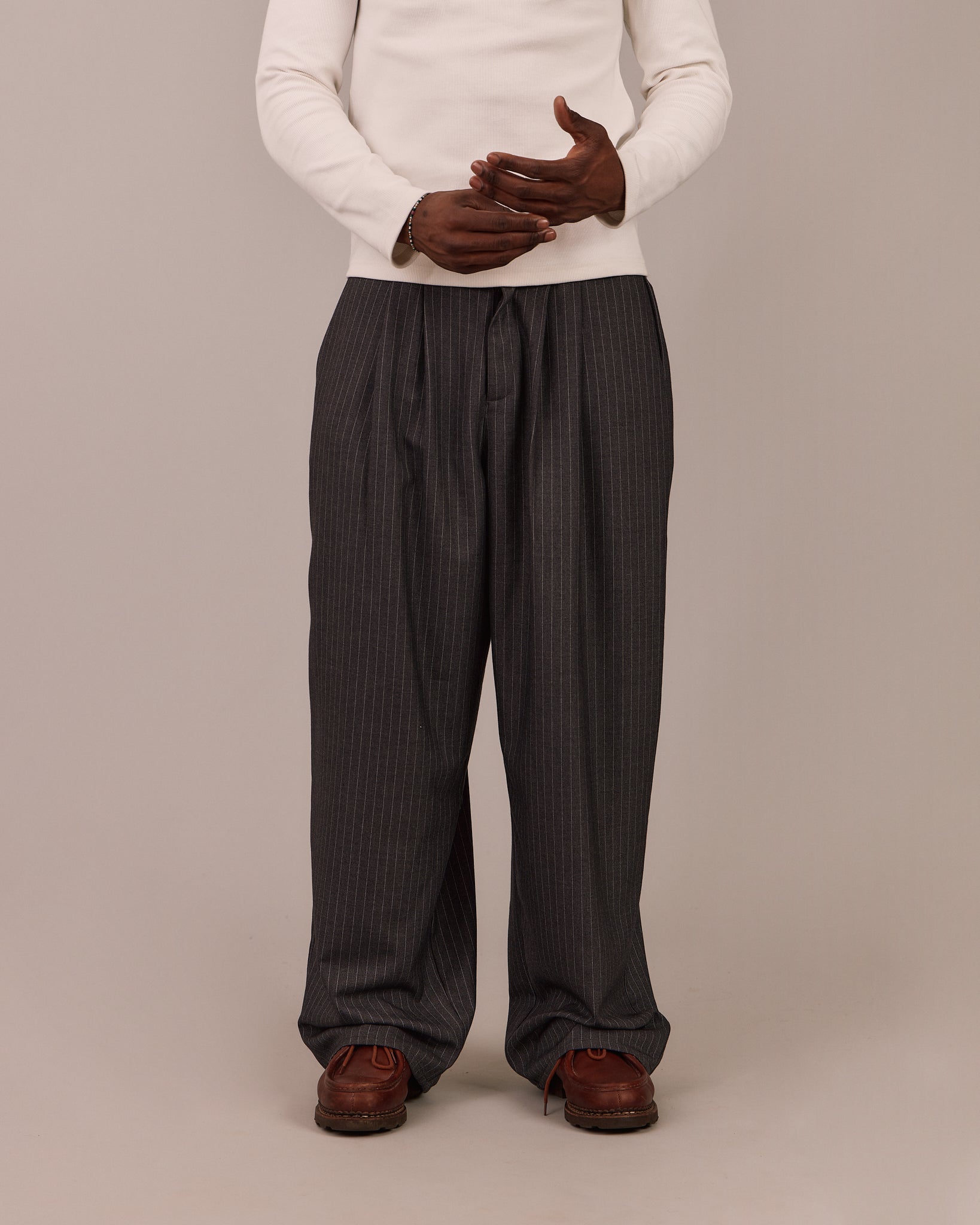 Relaxed Suit Pants - Grey Stripe