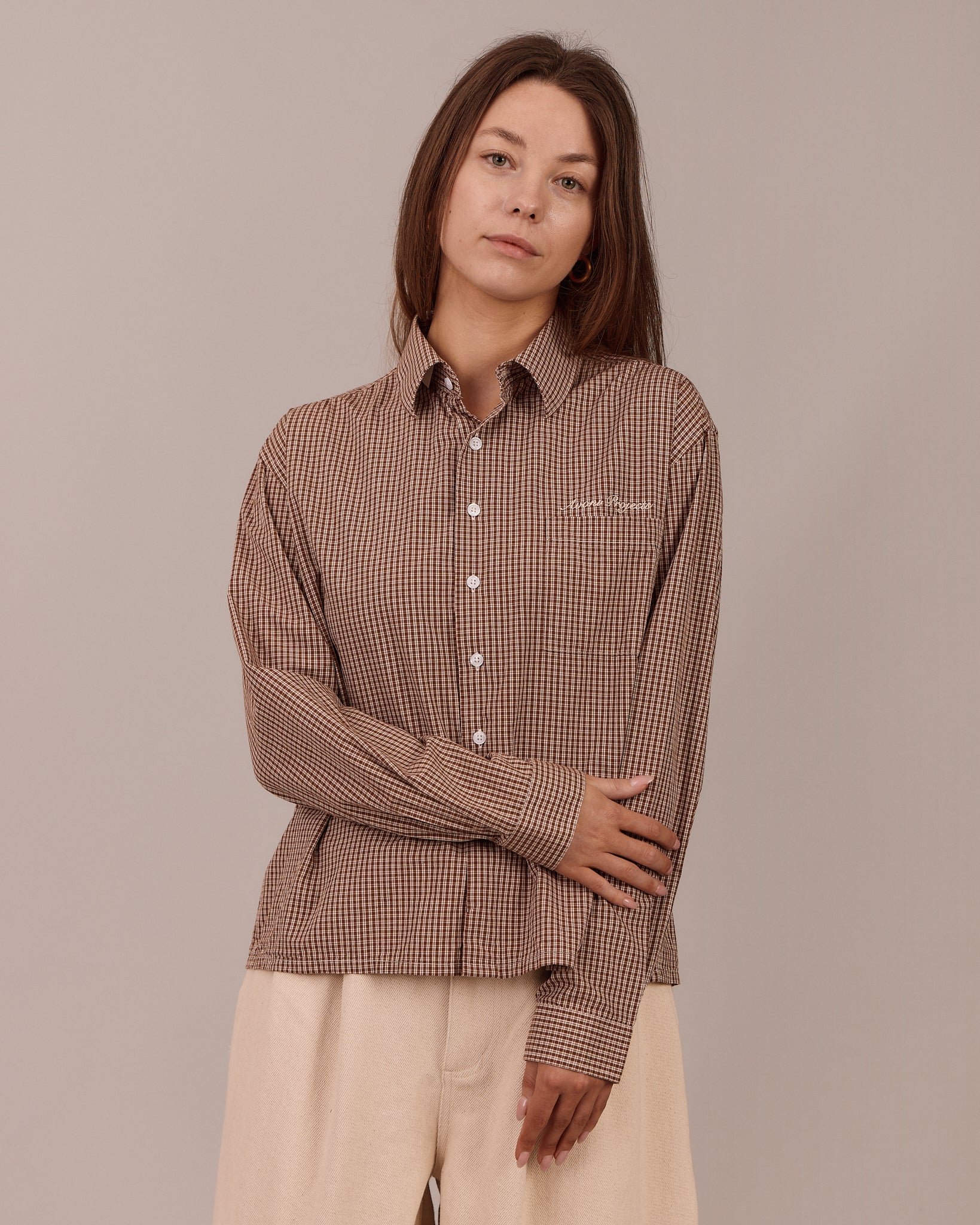 LS Checkered Shirt - Warm Brown