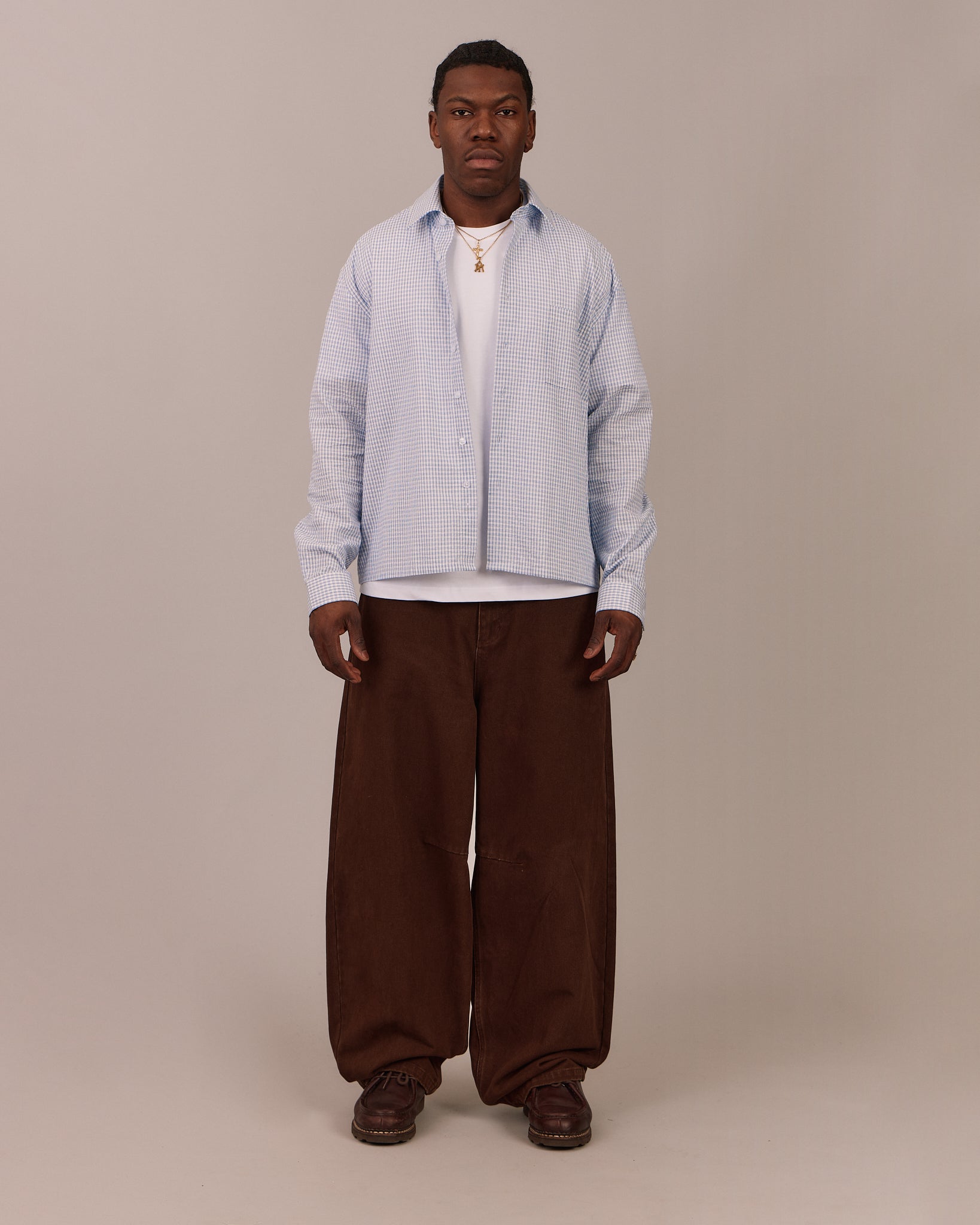 LS Checkered Shirt - Blue/White