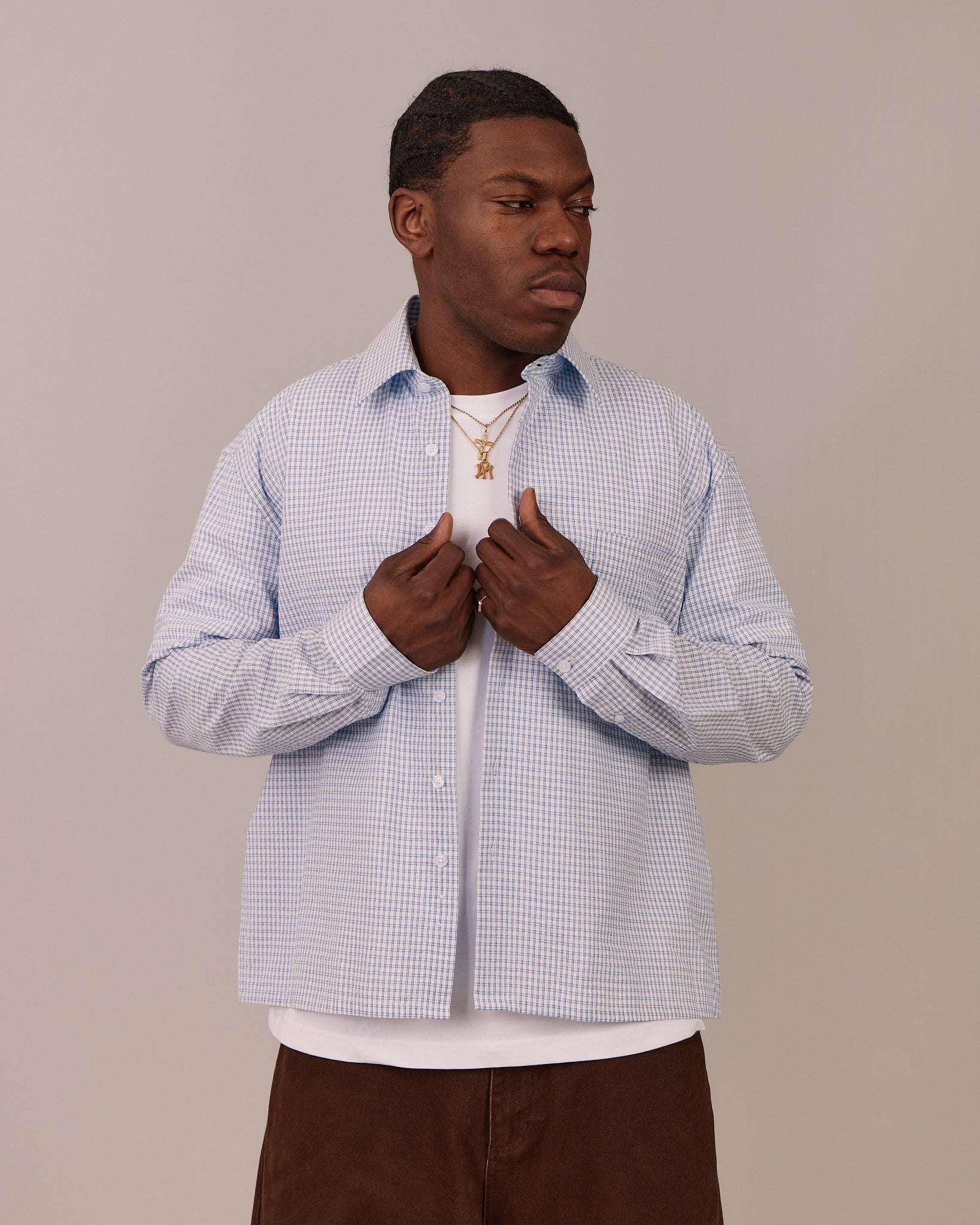 LS Checkered Shirt - Blue/White