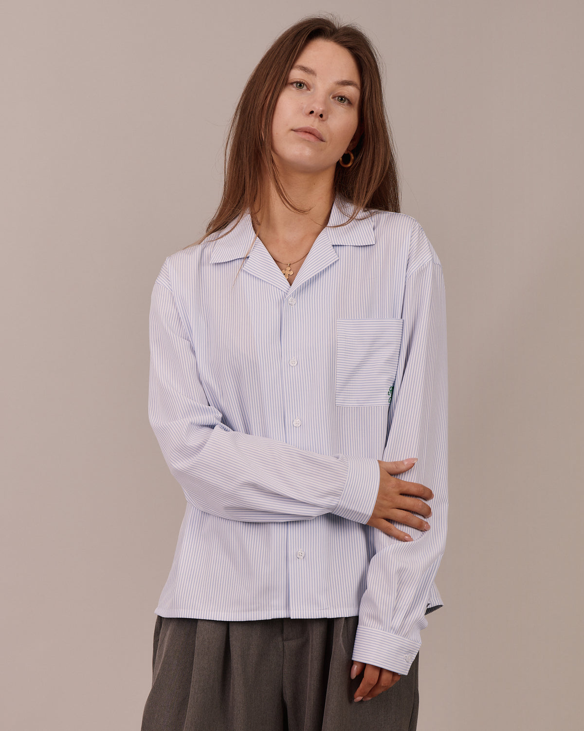LS Bamboo Striped Shirt - Blue/White