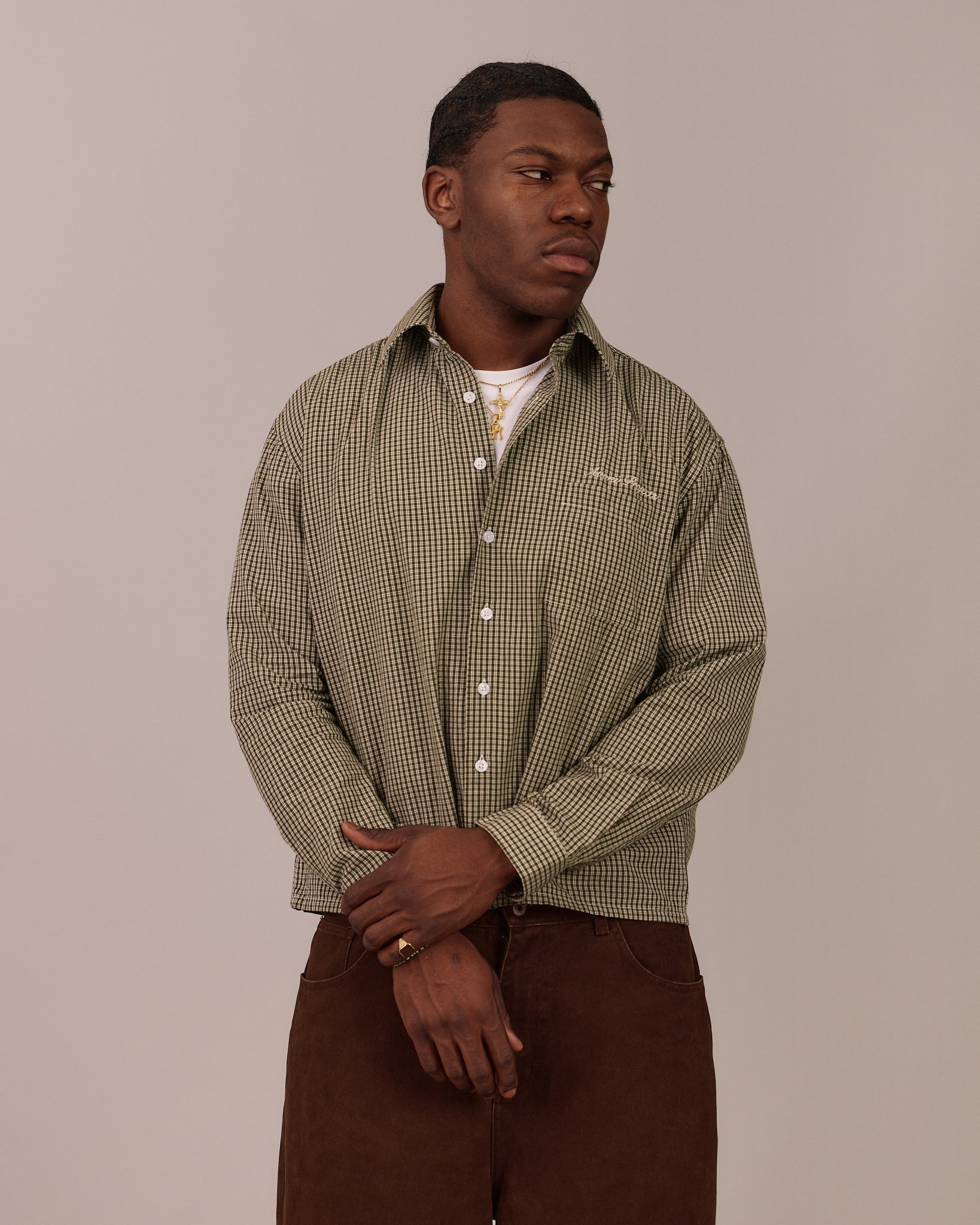 LS Checkered Shirt - Moss Green – Avoni Projects
