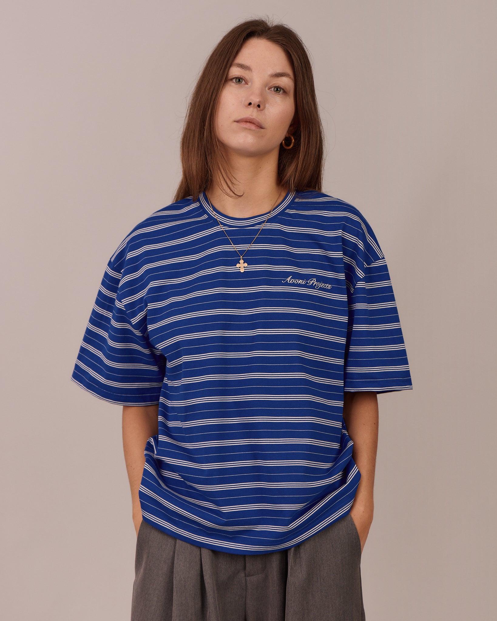 Boxy SS Tee - Blue Stripe