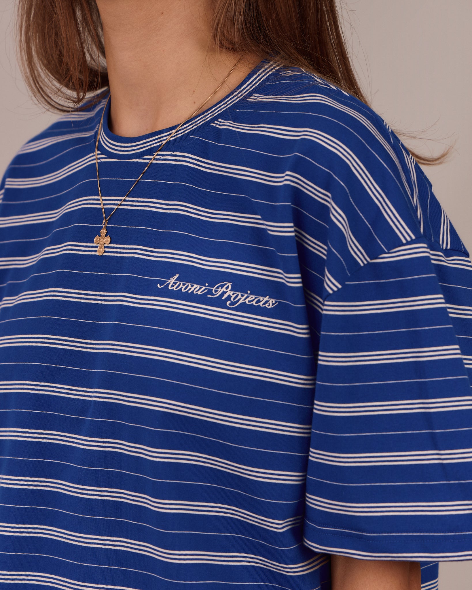 Boxy SS Tee - Blue Stripe