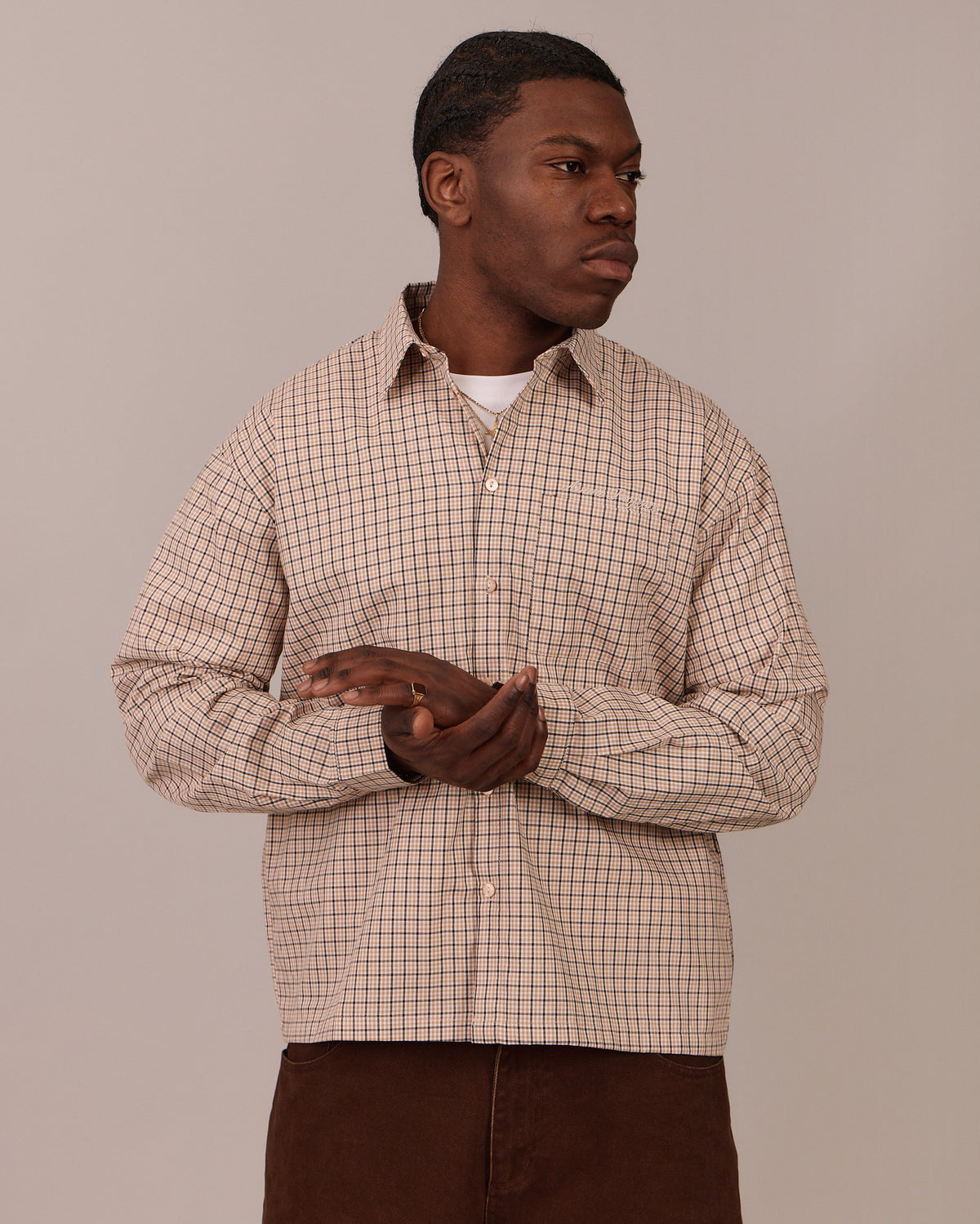 LS Checkered Shirt - Brown