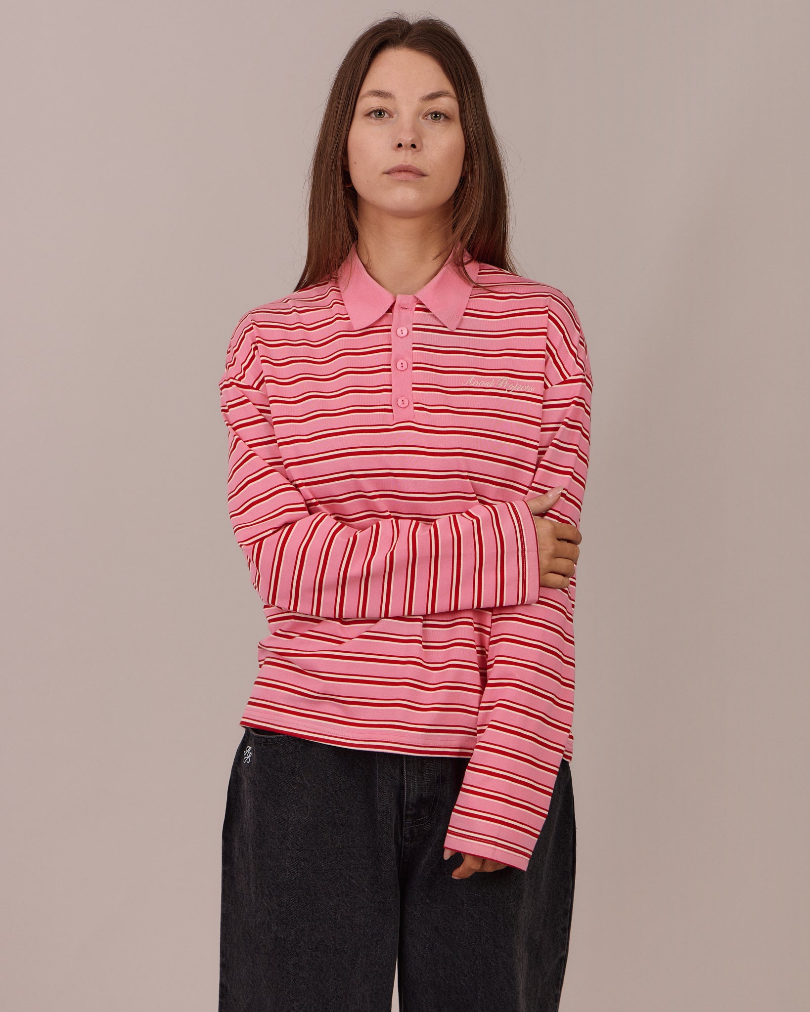 LS Polo Shirt - Pink Stripe