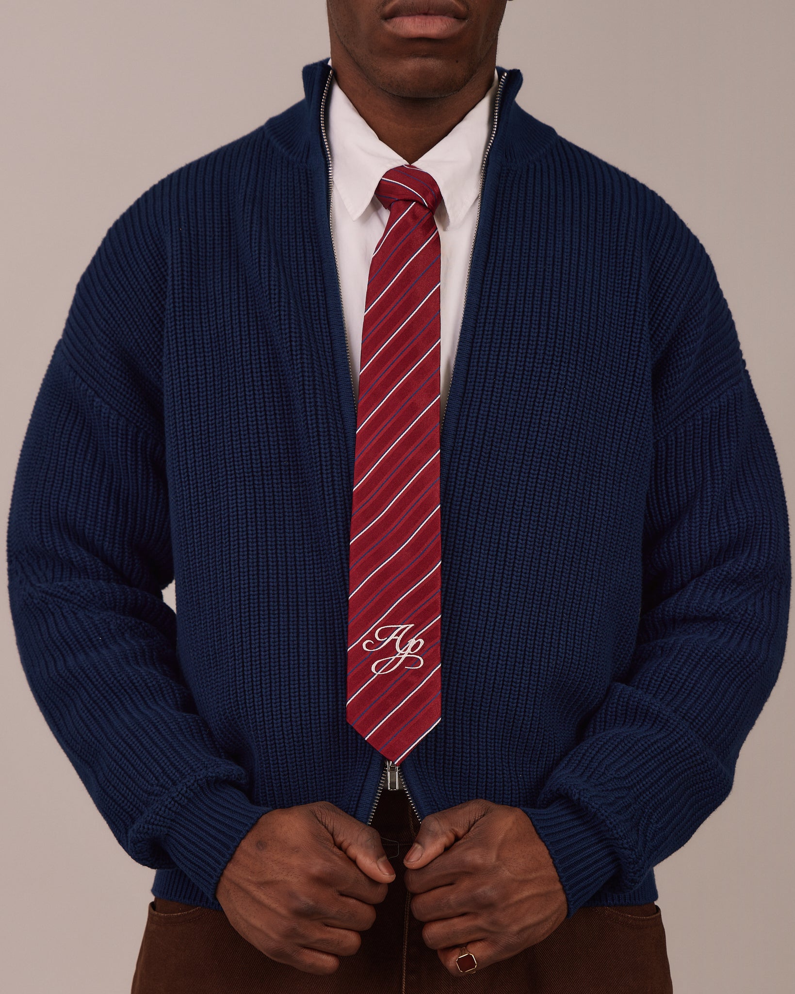 Tie - Red w. Blue Stripes