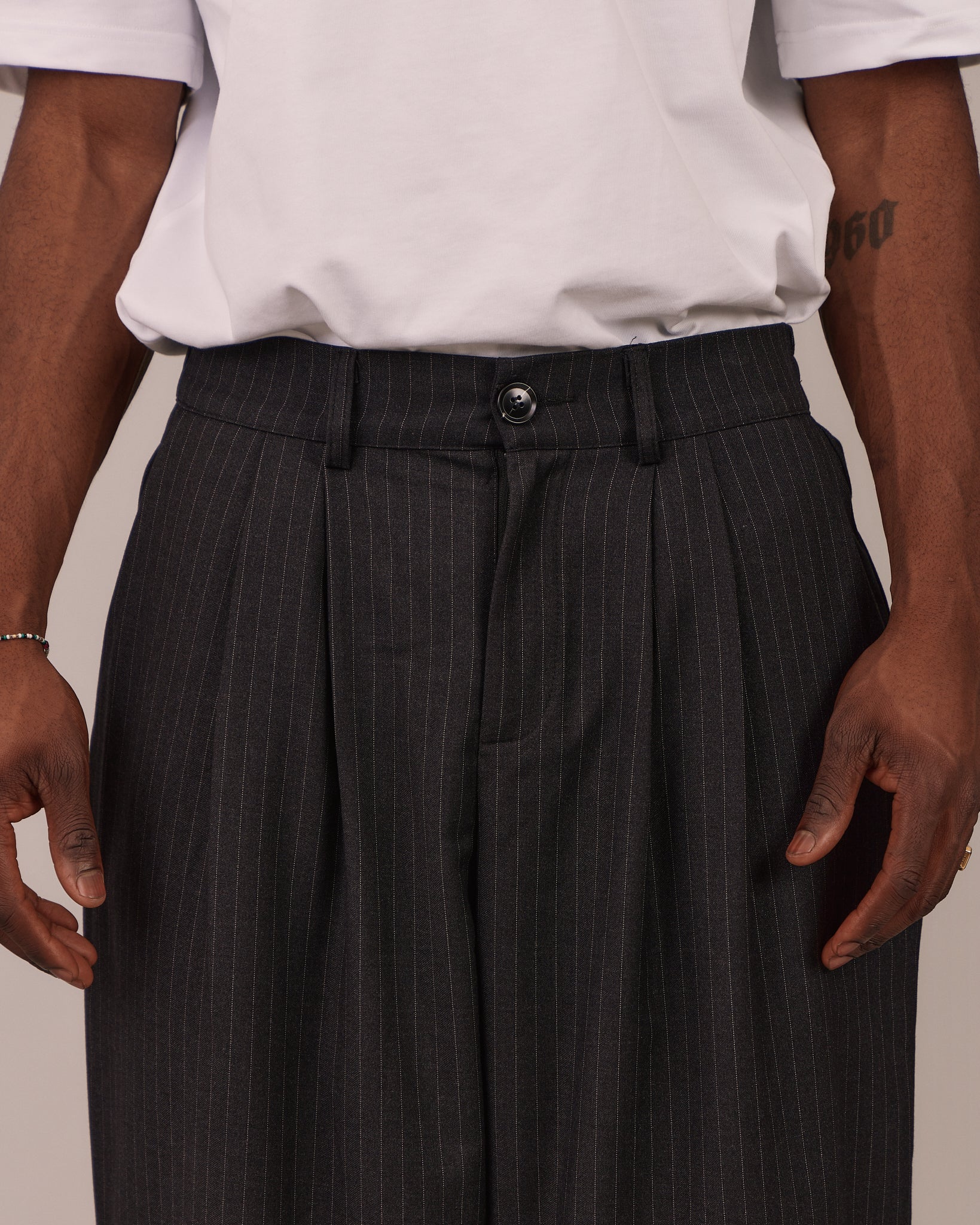 Relaxed Suit Pants - Black Stripe