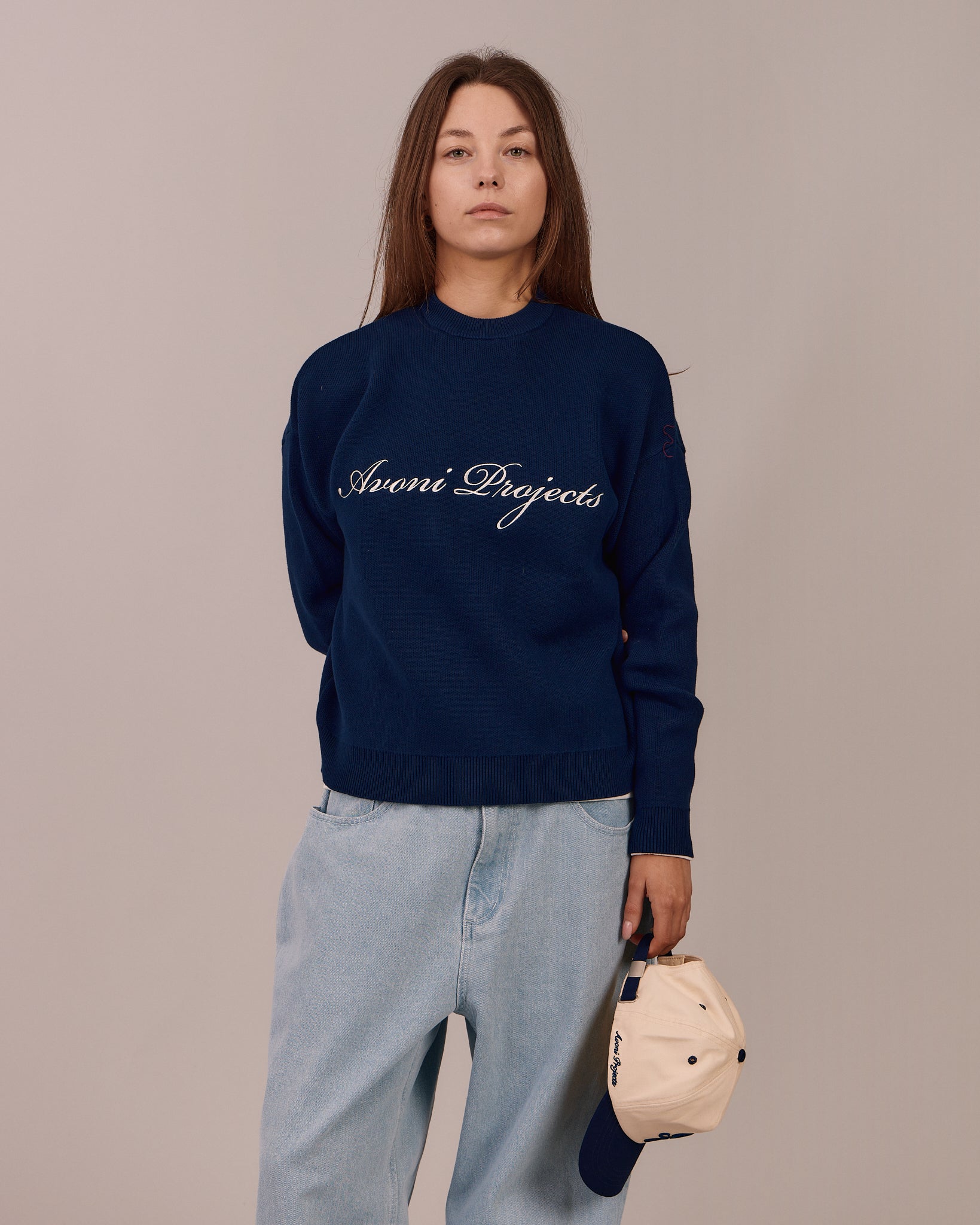 Single O Neck Knit - Navy