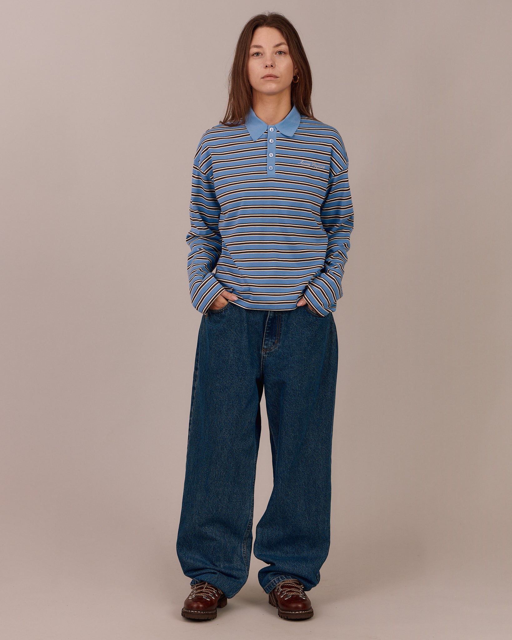 LS Polo Shirt - Blue Stripe