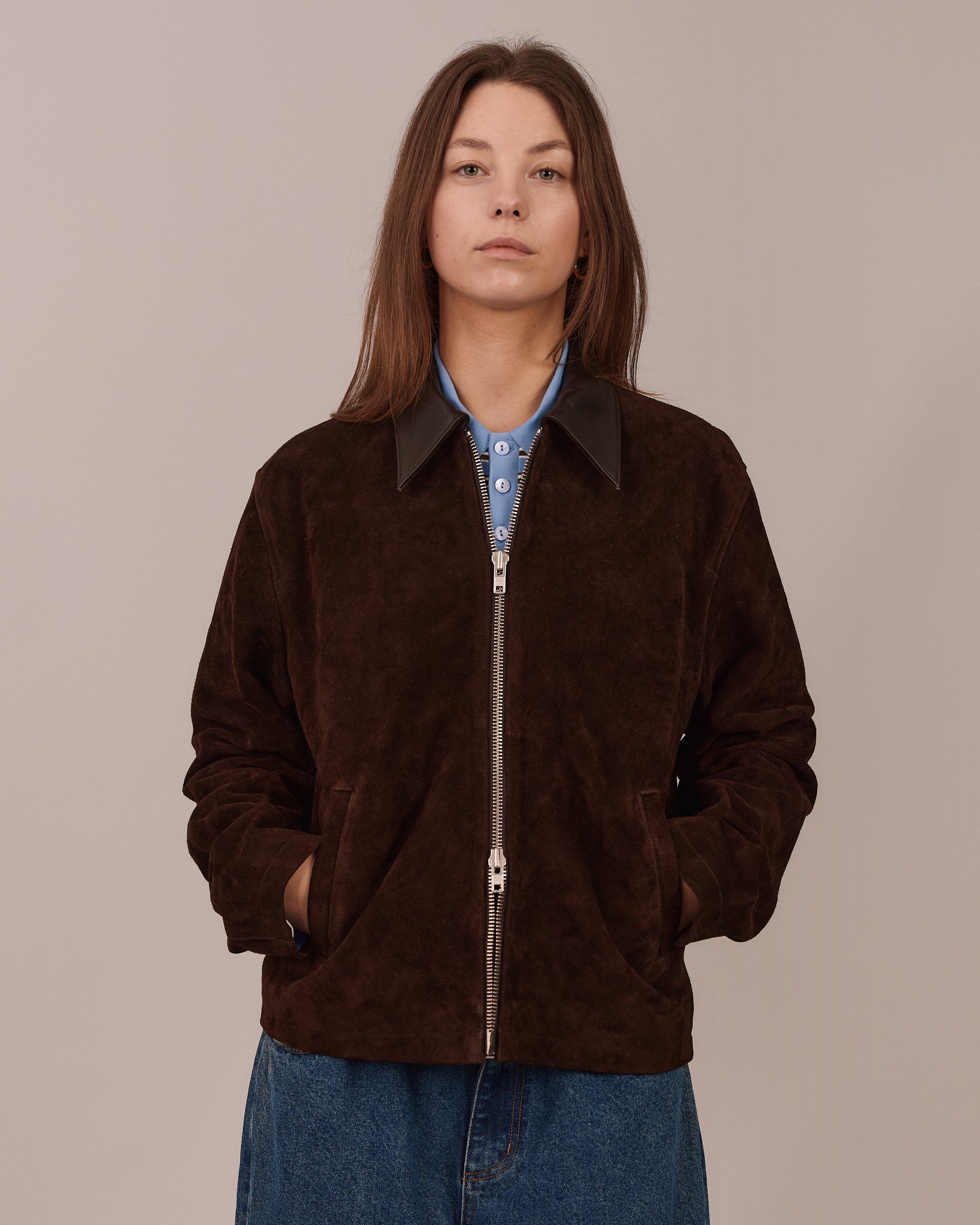 Suede Jacket - Dark Brown