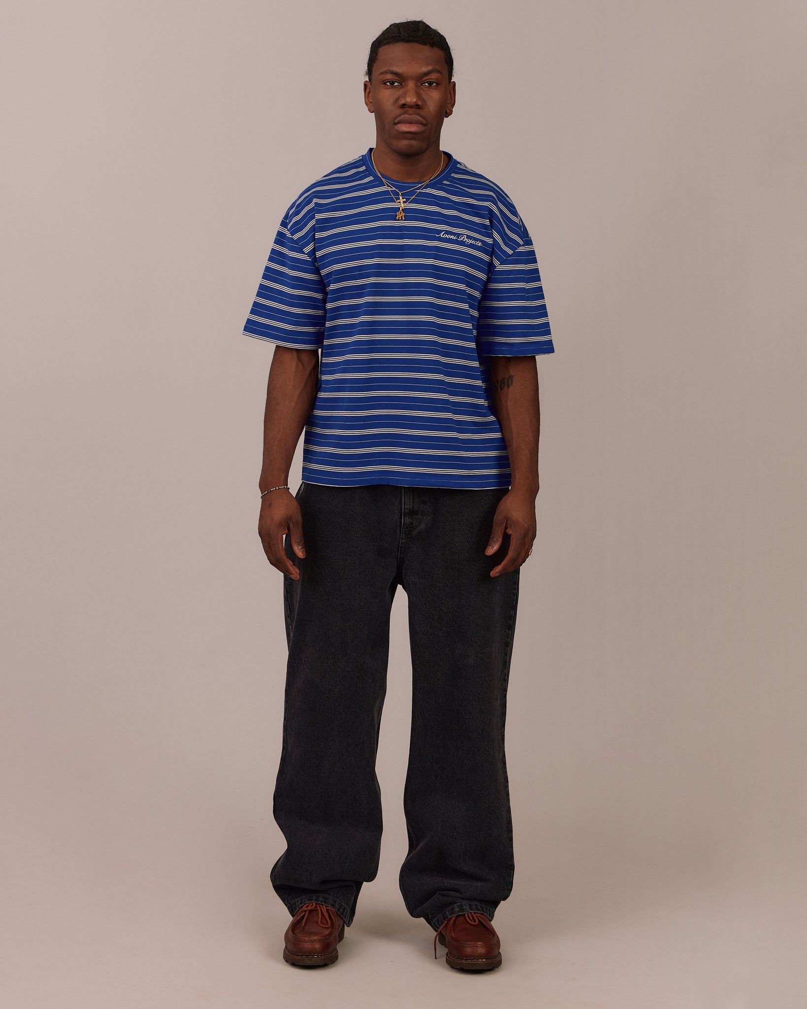 Boxy SS Tee - Blue Stripe