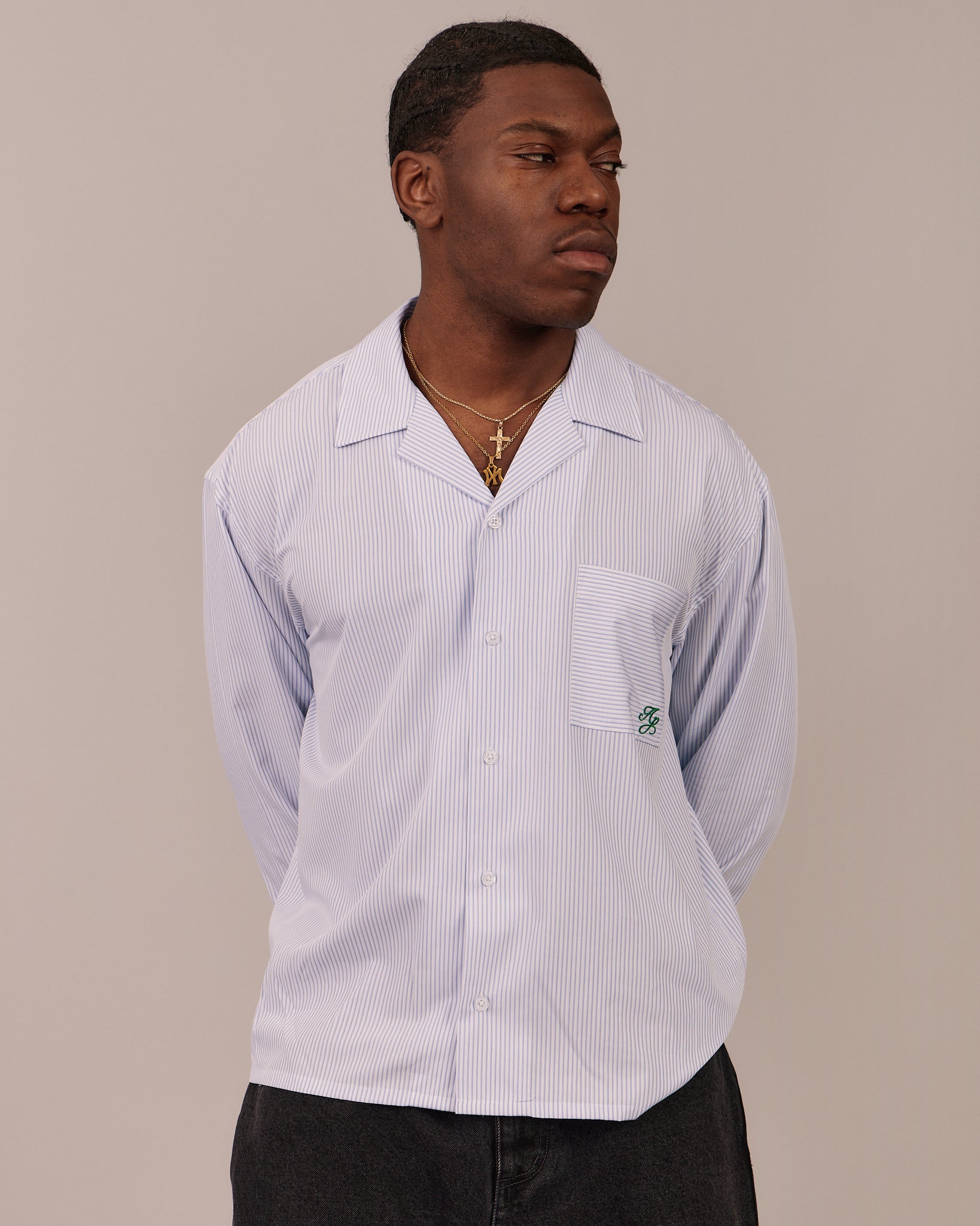 LS Bamboo Striped Shirt - Blue/White