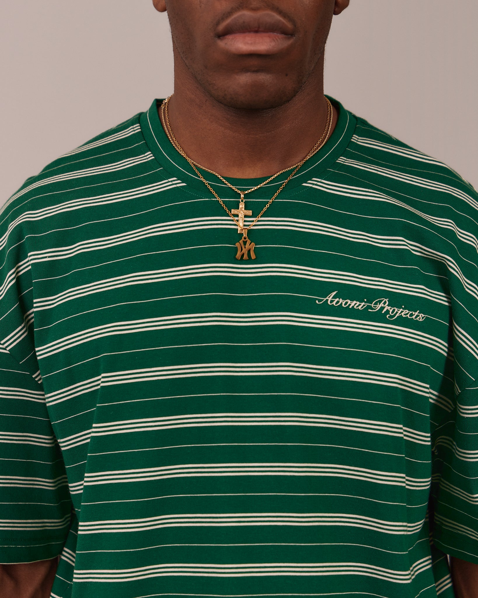 Boxy SS Tee - Green Stripe