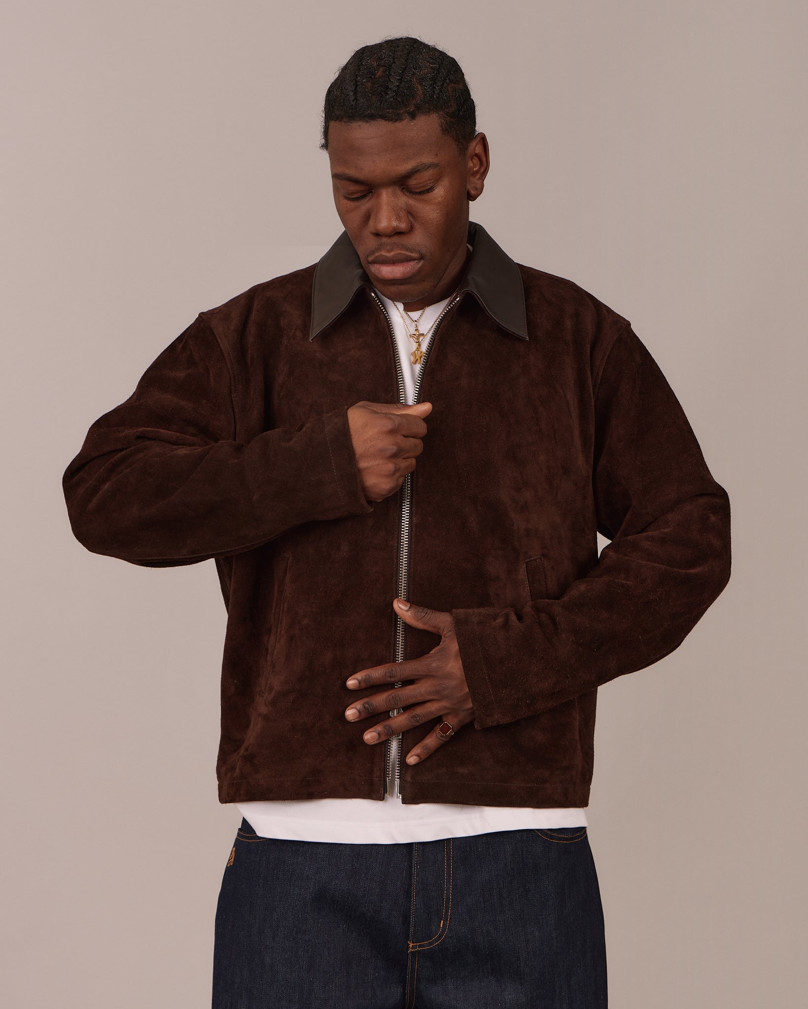 Suede Jacket - Dark Brown