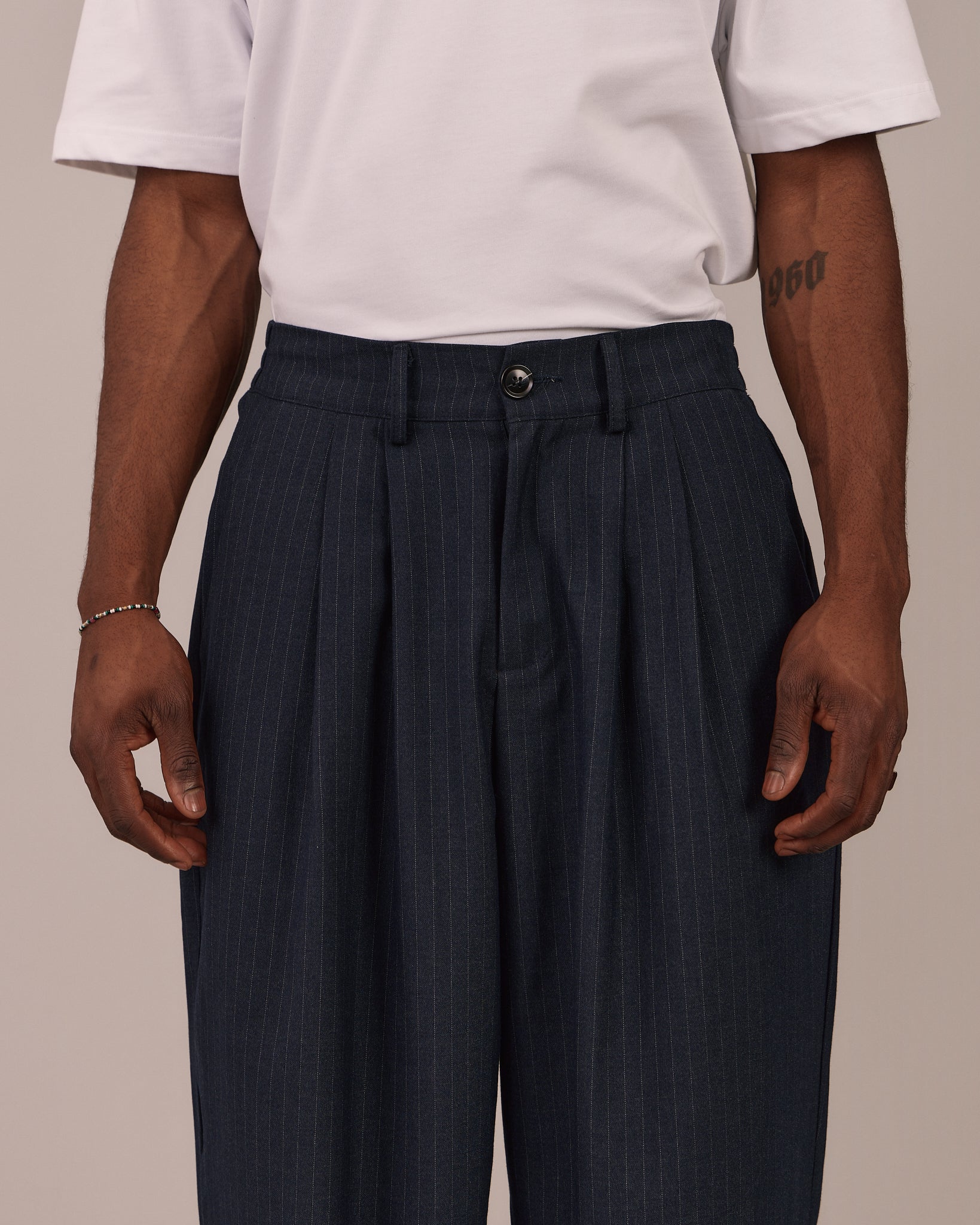 Relaxed Suit Pants - Navy Stripe – Avoni Projects