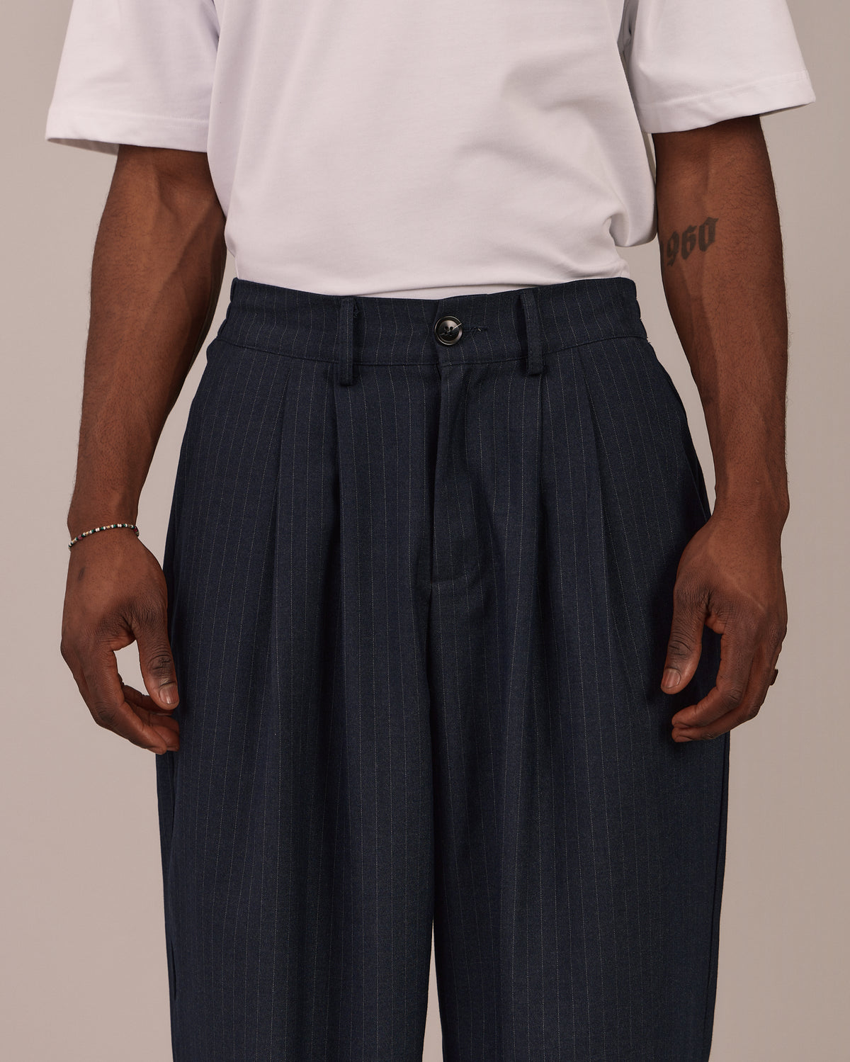 Relaxed Suit Pants - Navy Stripe