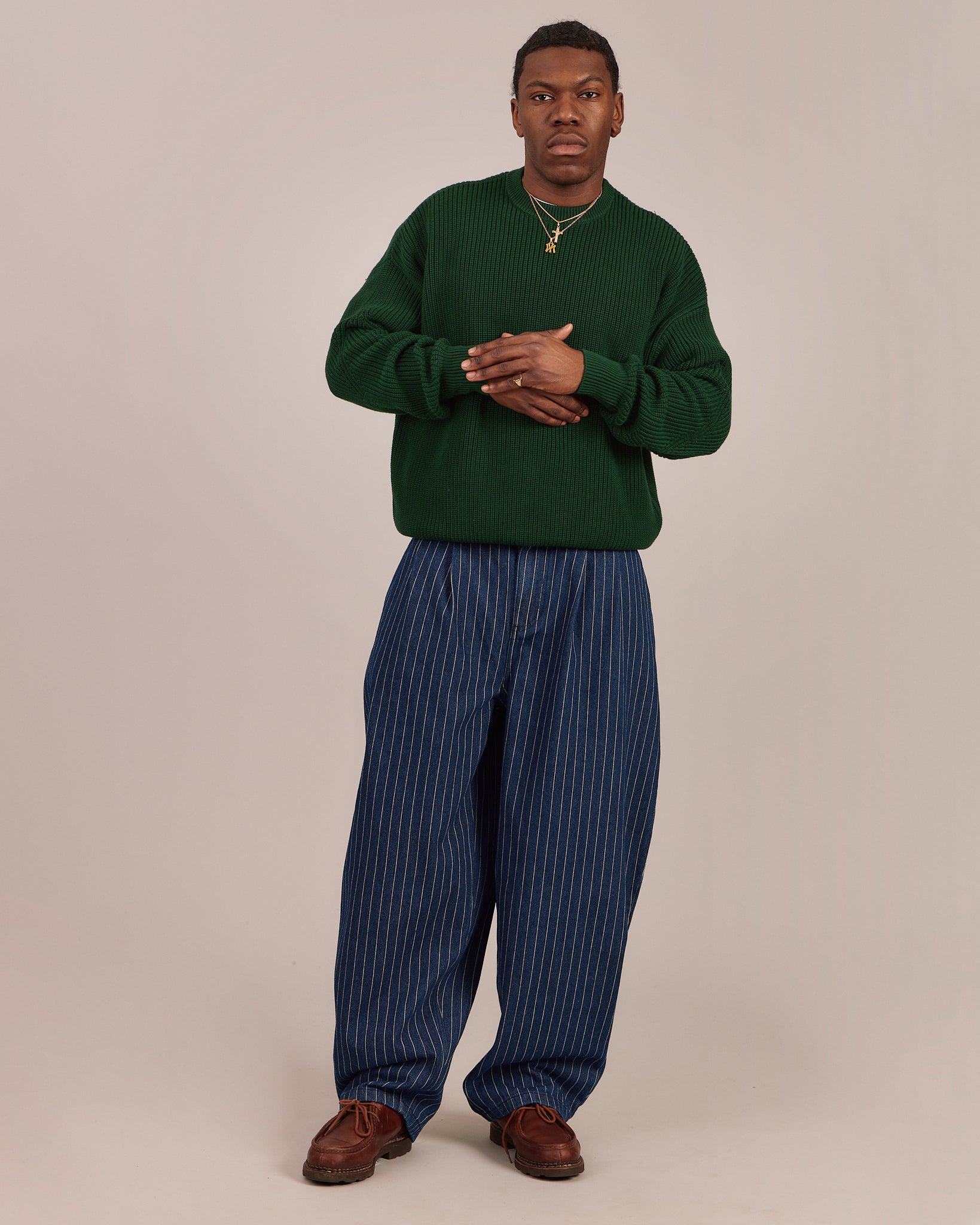 Fisherman O Neck Knit - Dark Green