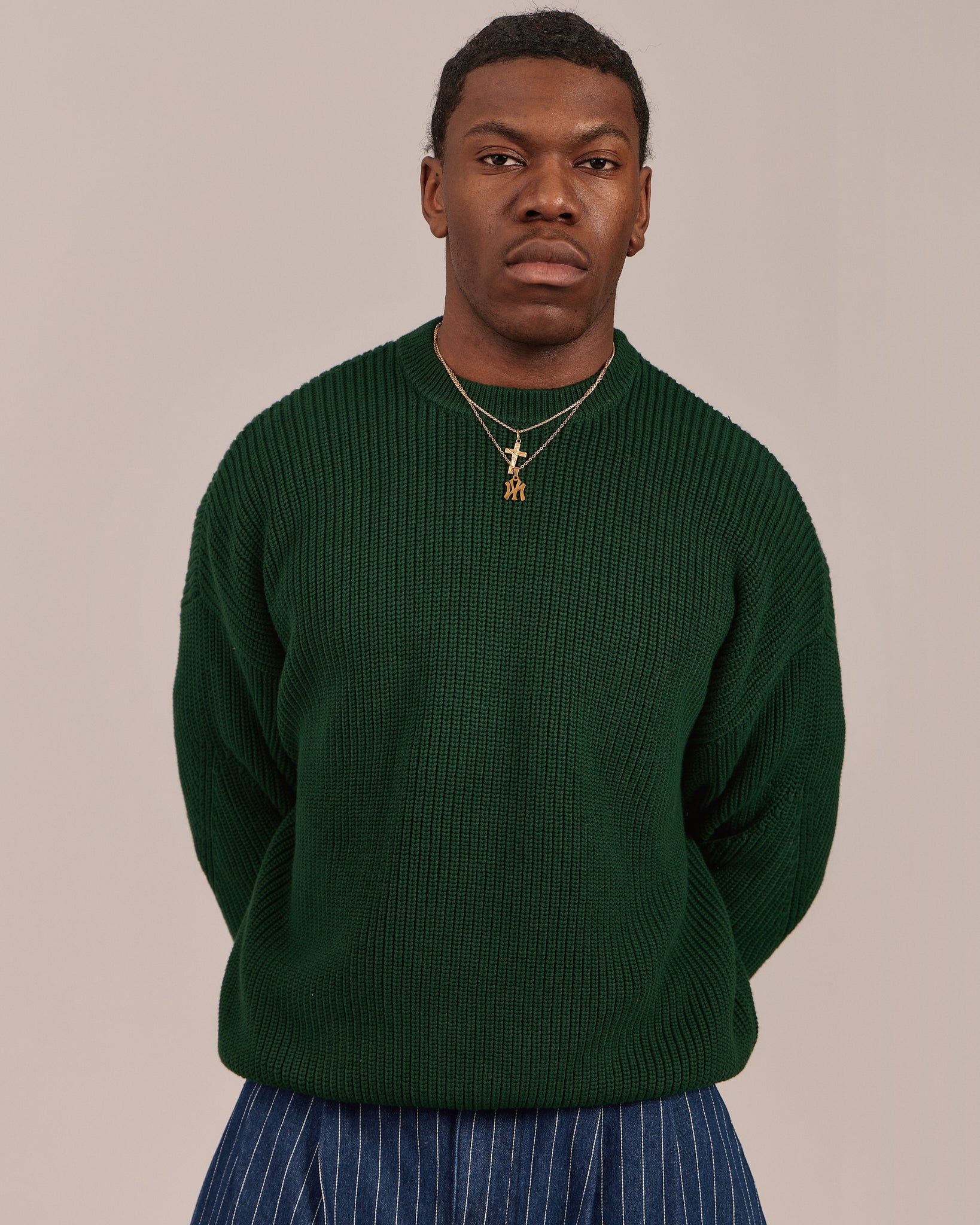 Fisherman O Neck Knit - Dark Green