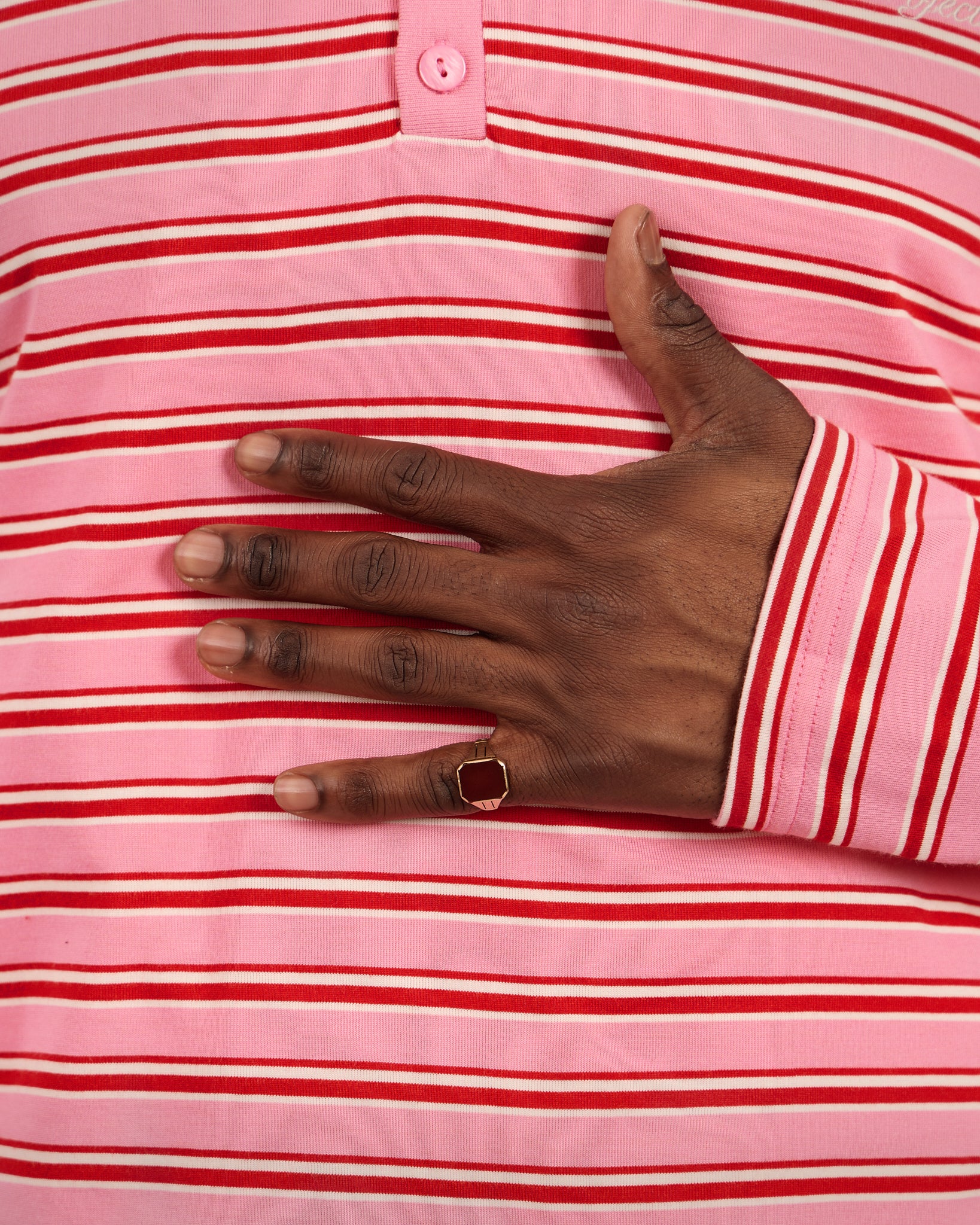 LS Polo Shirt - Pink Stripe