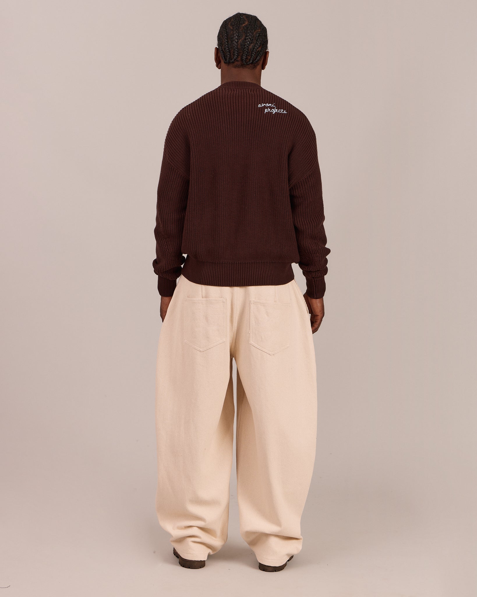 Baggy Pleated Jeans - Beige