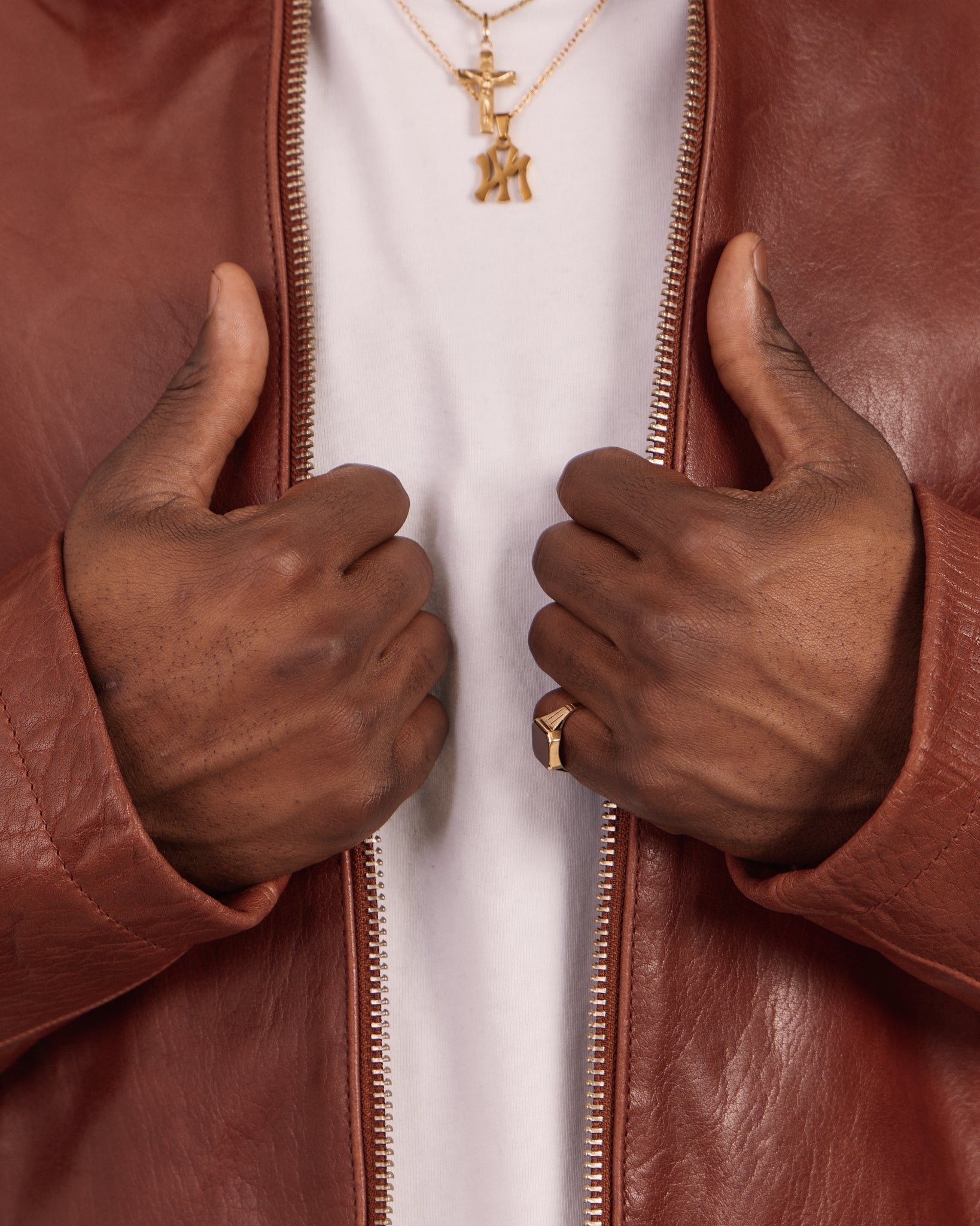 High Gloss Leather Jacket - Cognac
