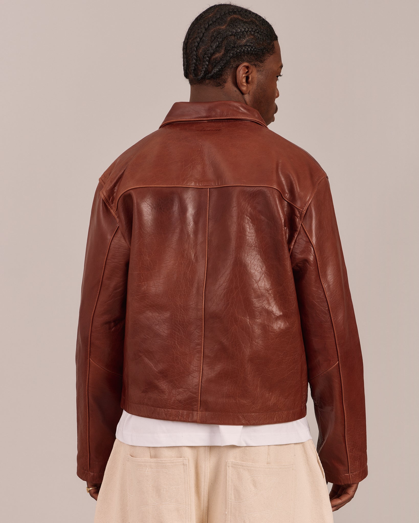 High Gloss Leather Jacket - Cognac