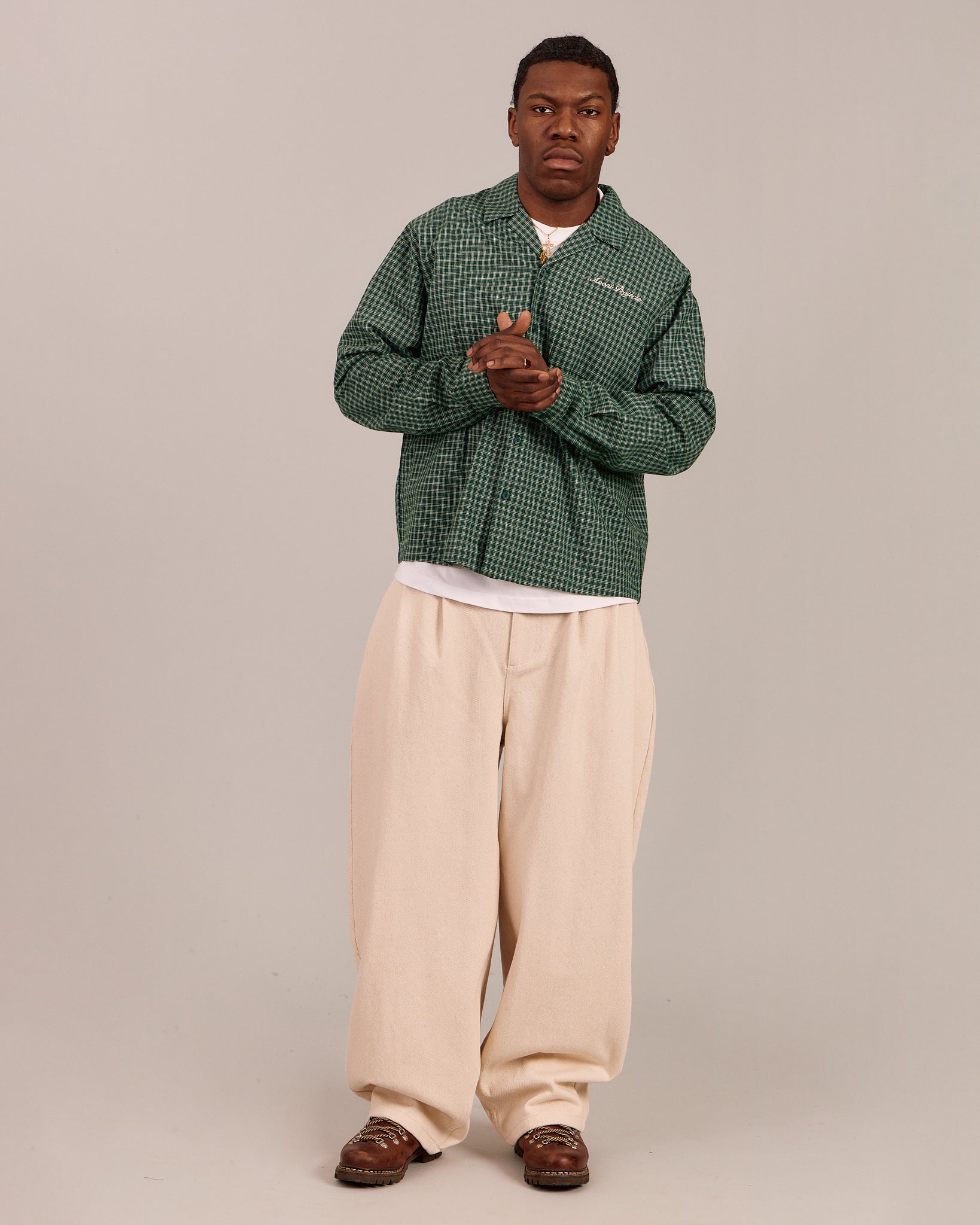 LS Checkered Shirt - Dark Green