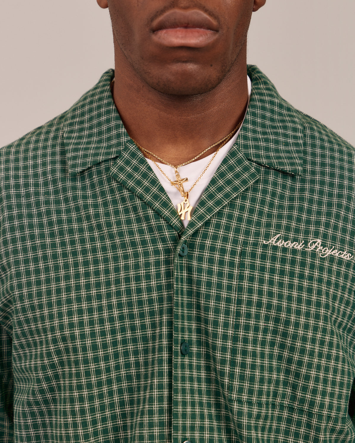 LS Checkered Shirt - Bowling Collar SPFL - Dark Green
