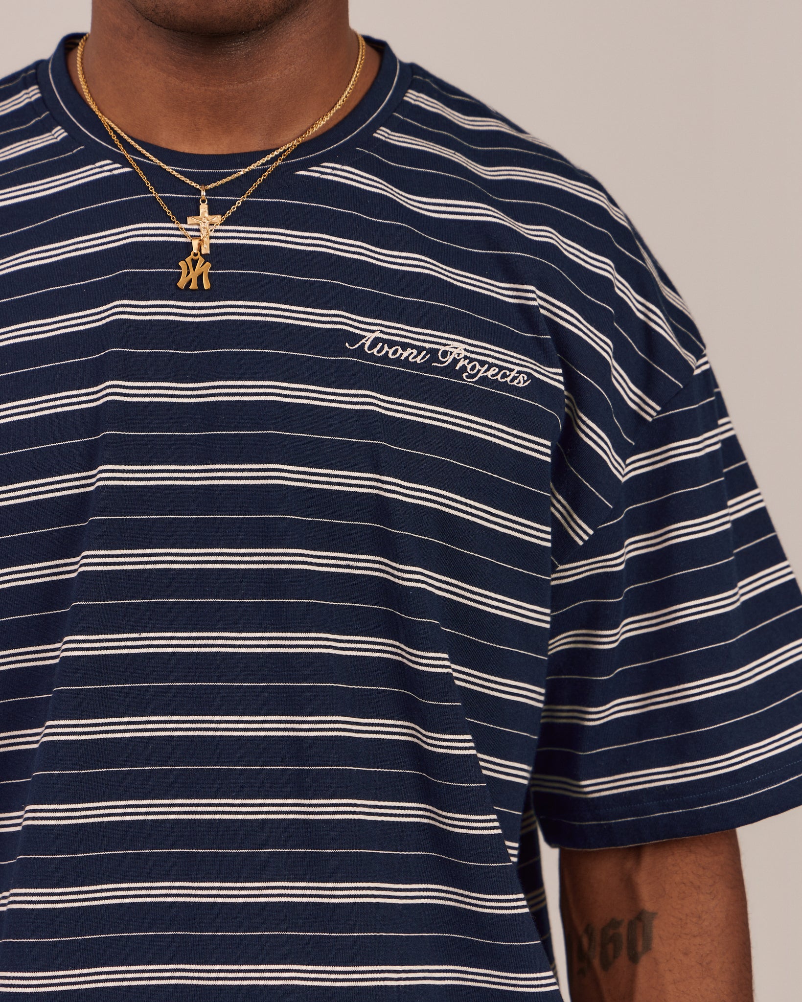 Boxy SS Tee - Navy Stripe