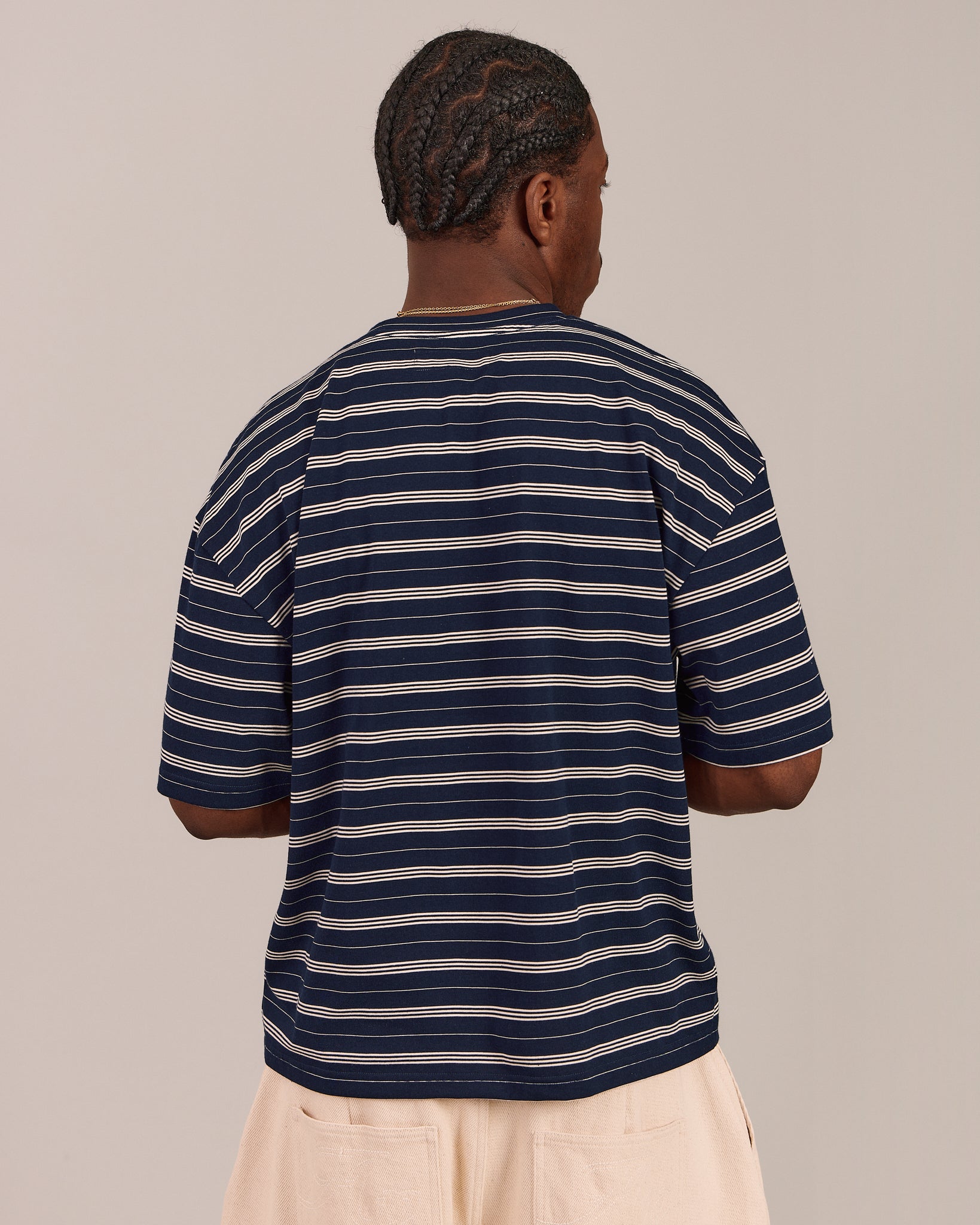 Boxy SS Tee - Navy Stripe