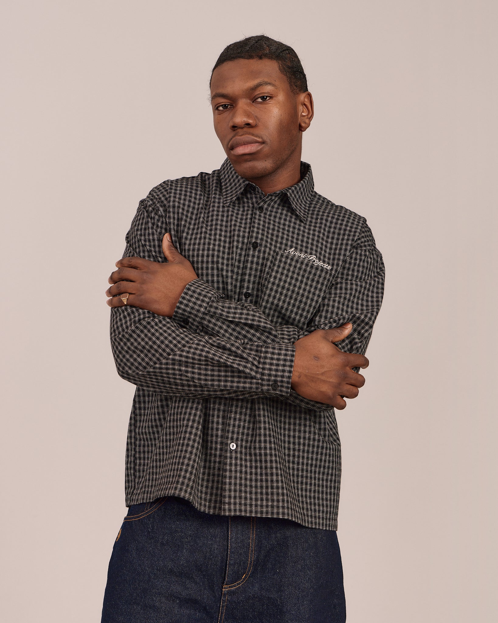 LS Checkered Shirt - Jet Black